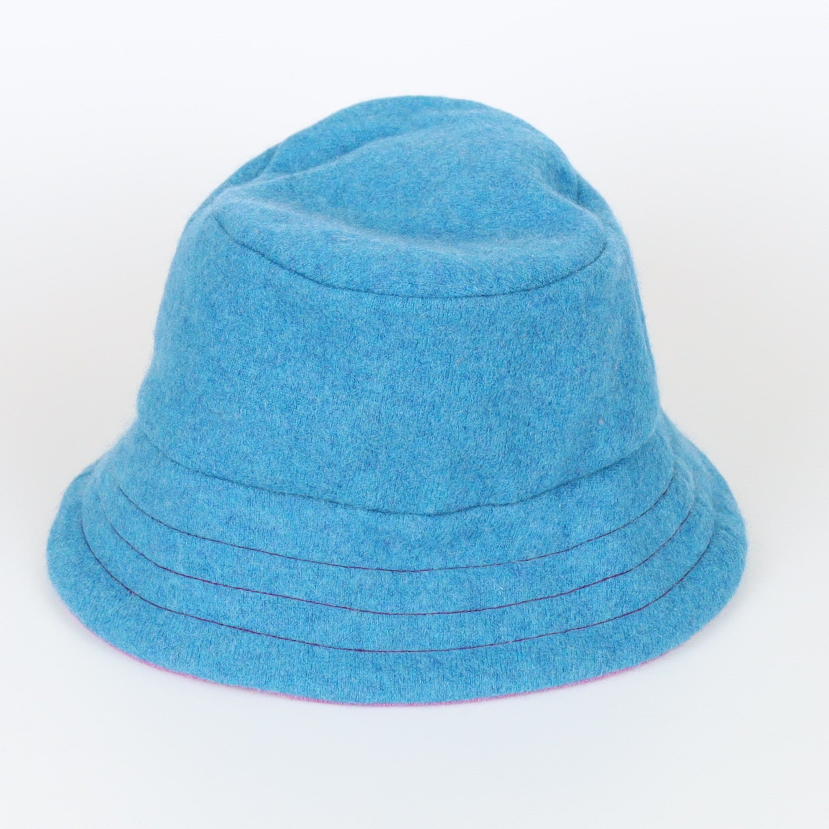Loganberry Purple and Blue Reversible Cashmere Bucket Hat Medium