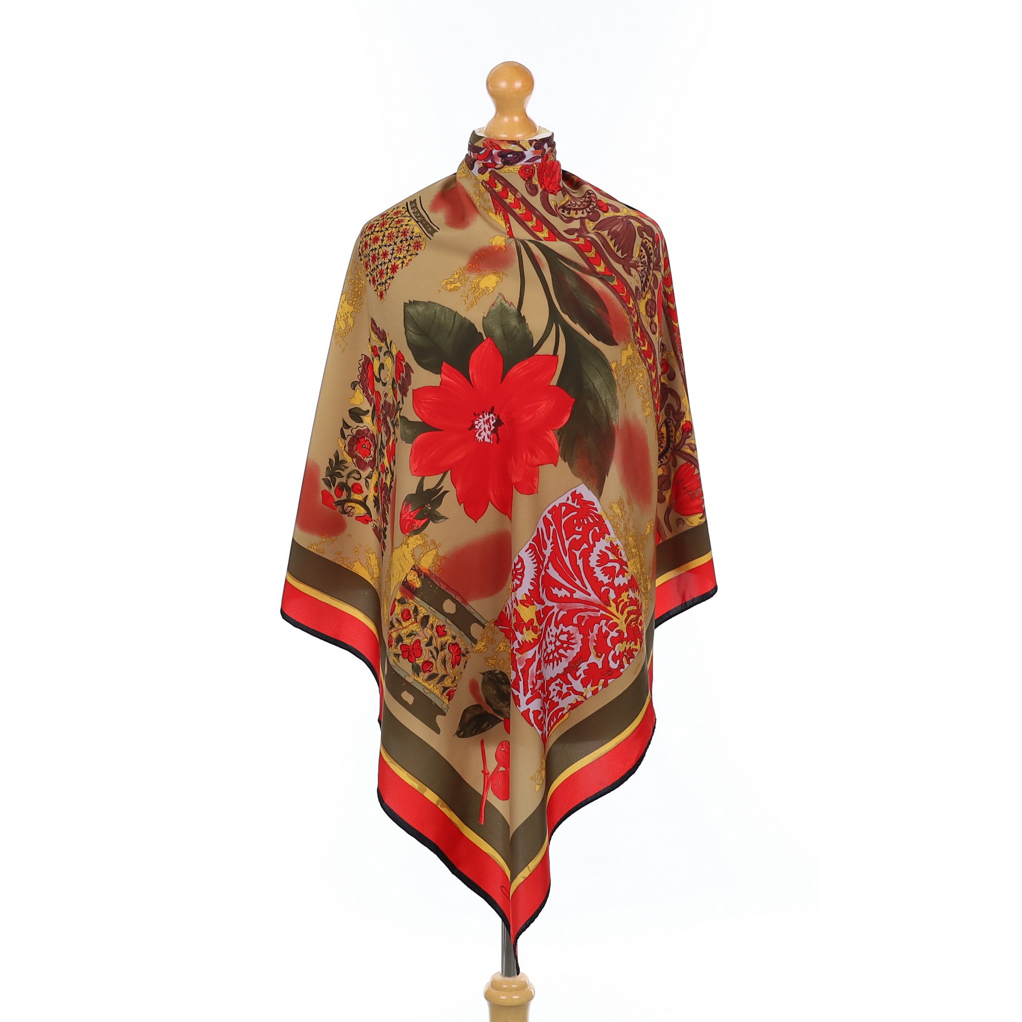 1990’s Red Floral Vintage Silk Scarf