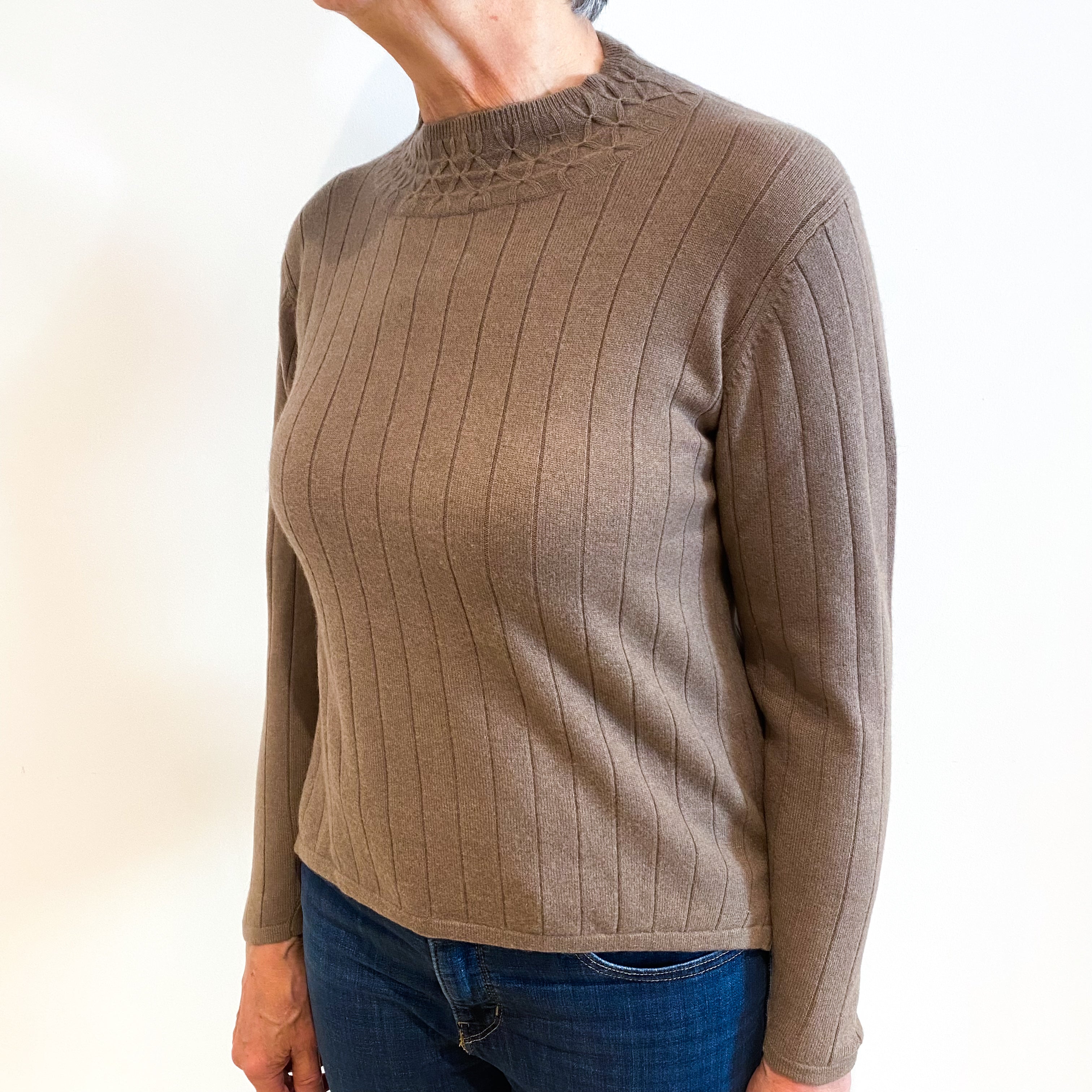 Mocha Brown Cashmere Turtle Neck Jumper Medium