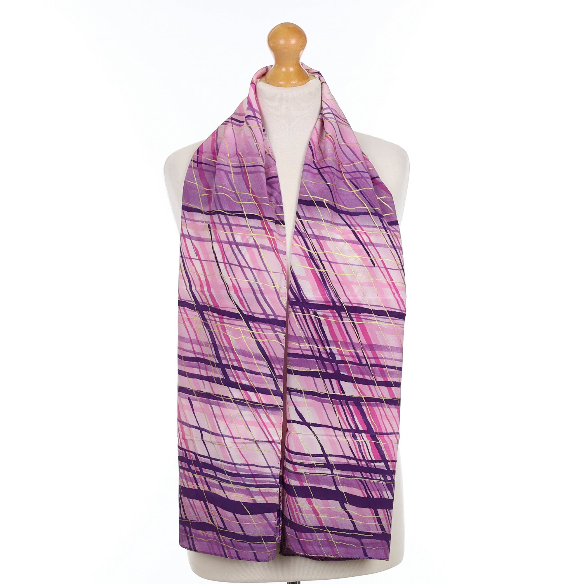 Brand New Jammers & Leufgen Purple Patterned Silk Scarf