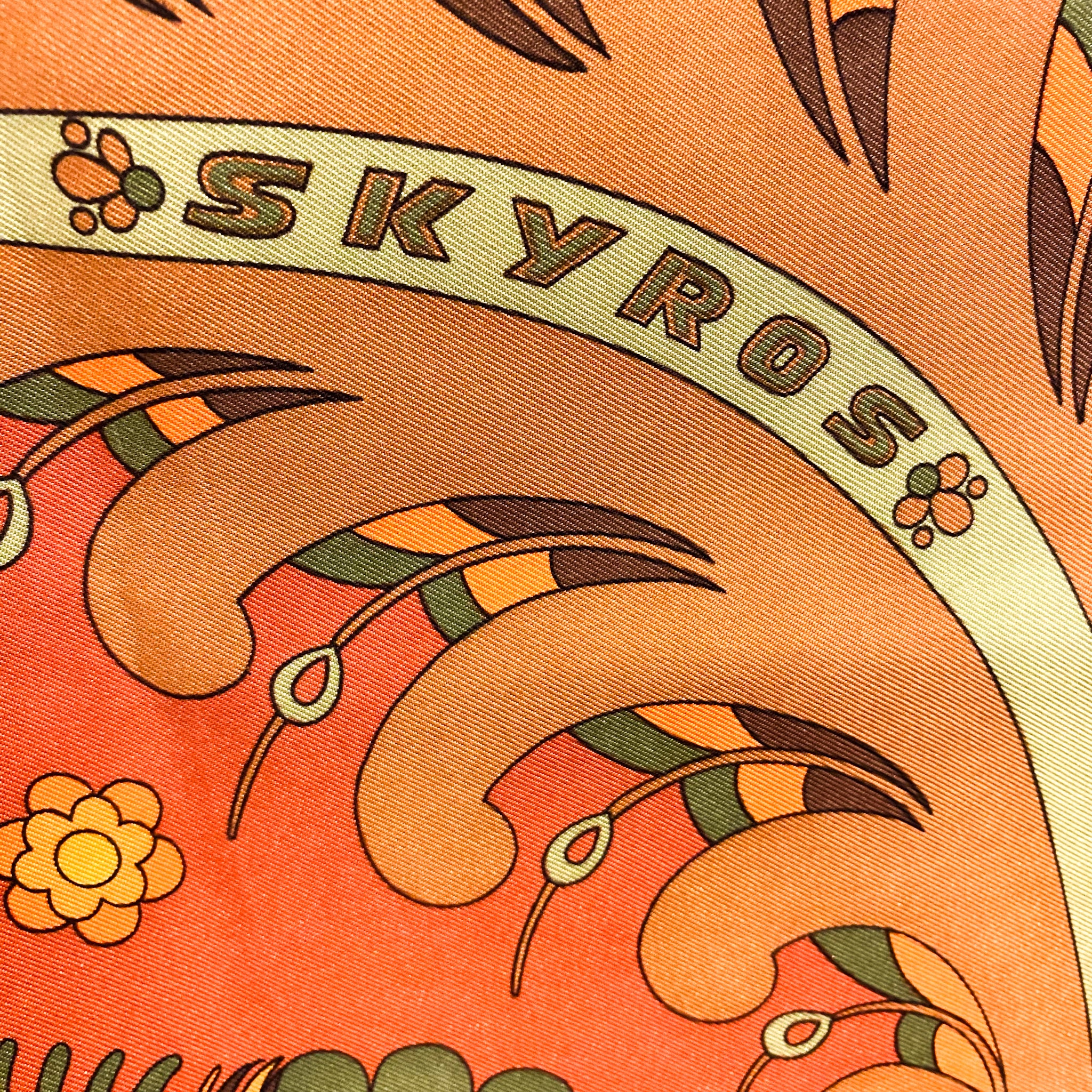 Boxed Hermes Skyros 1971 Designer Silk Scarf