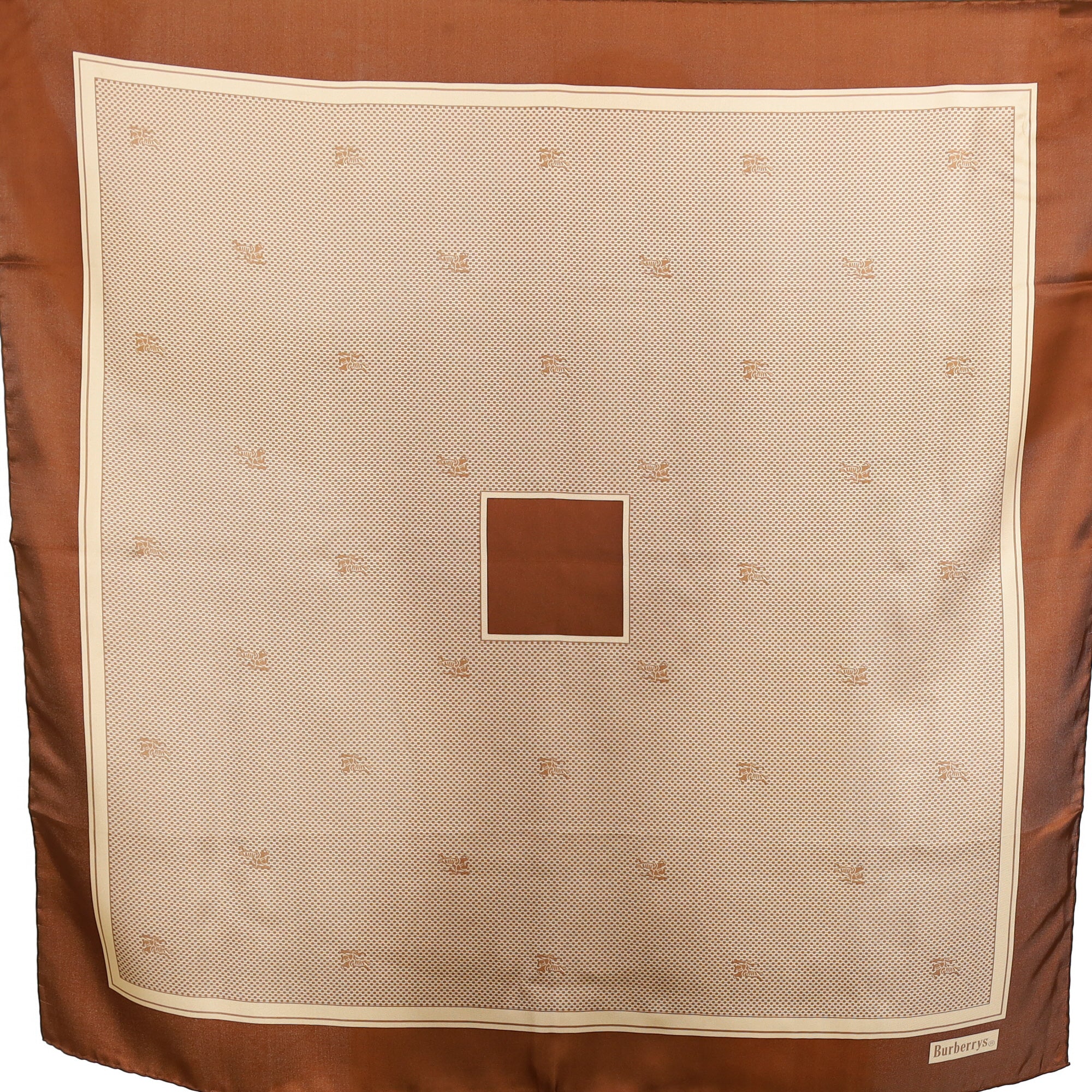 Brand New Burberrys Chocolate Brown Vintage Silk Scarf