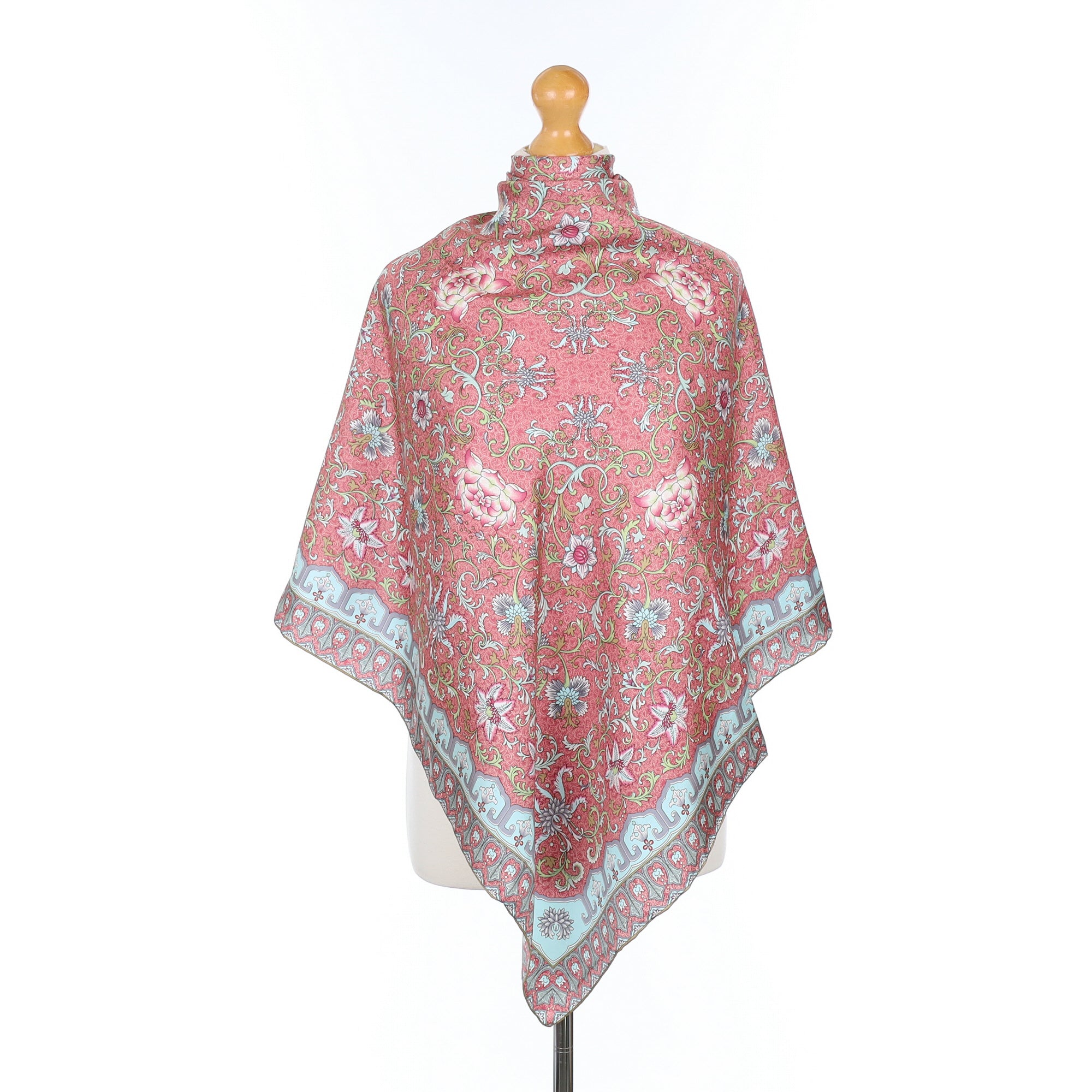 Muted Pink Floral Baroque Vintage Silk Scarf