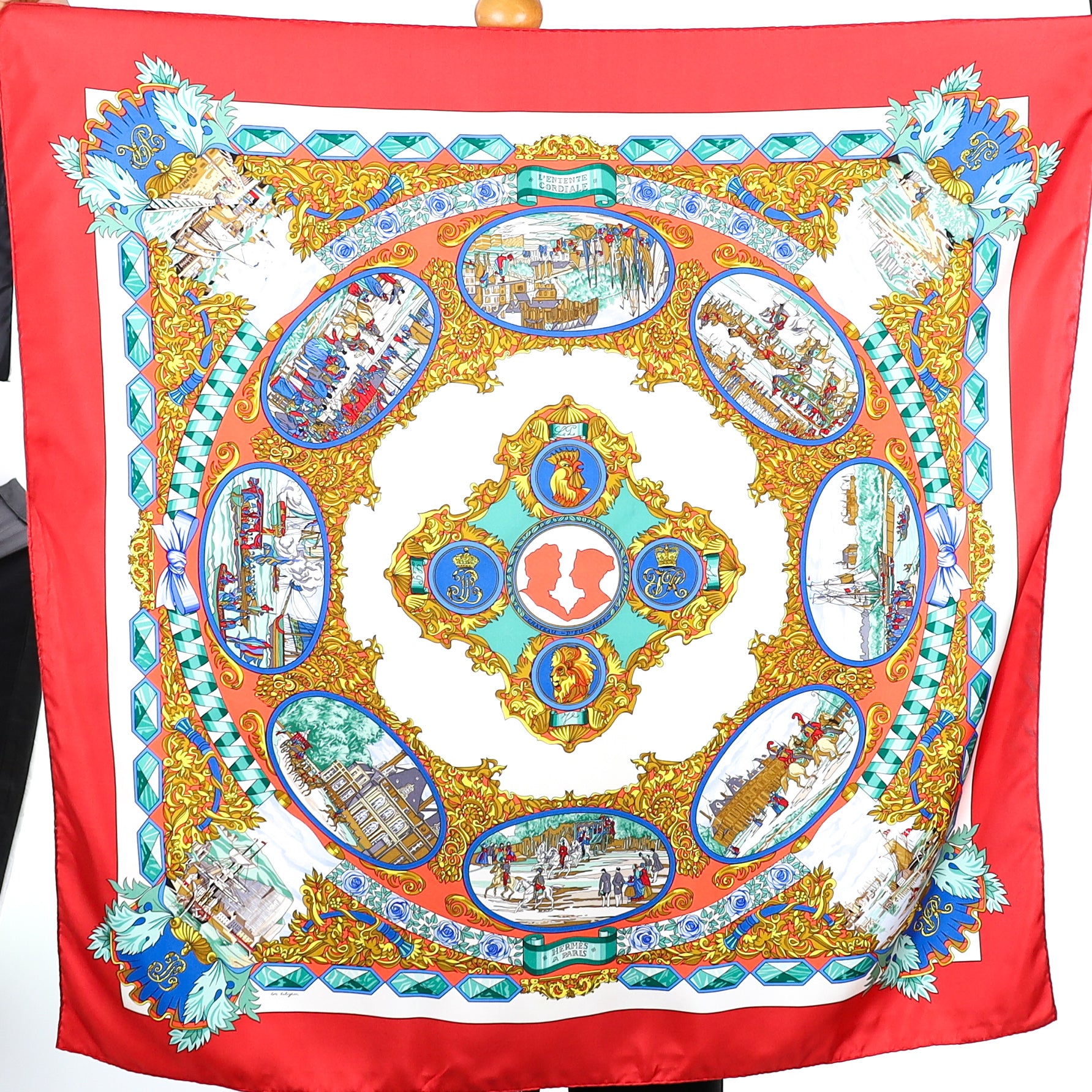 Boxed Hermès L’Entente Cordiale Silk Scarf Rare