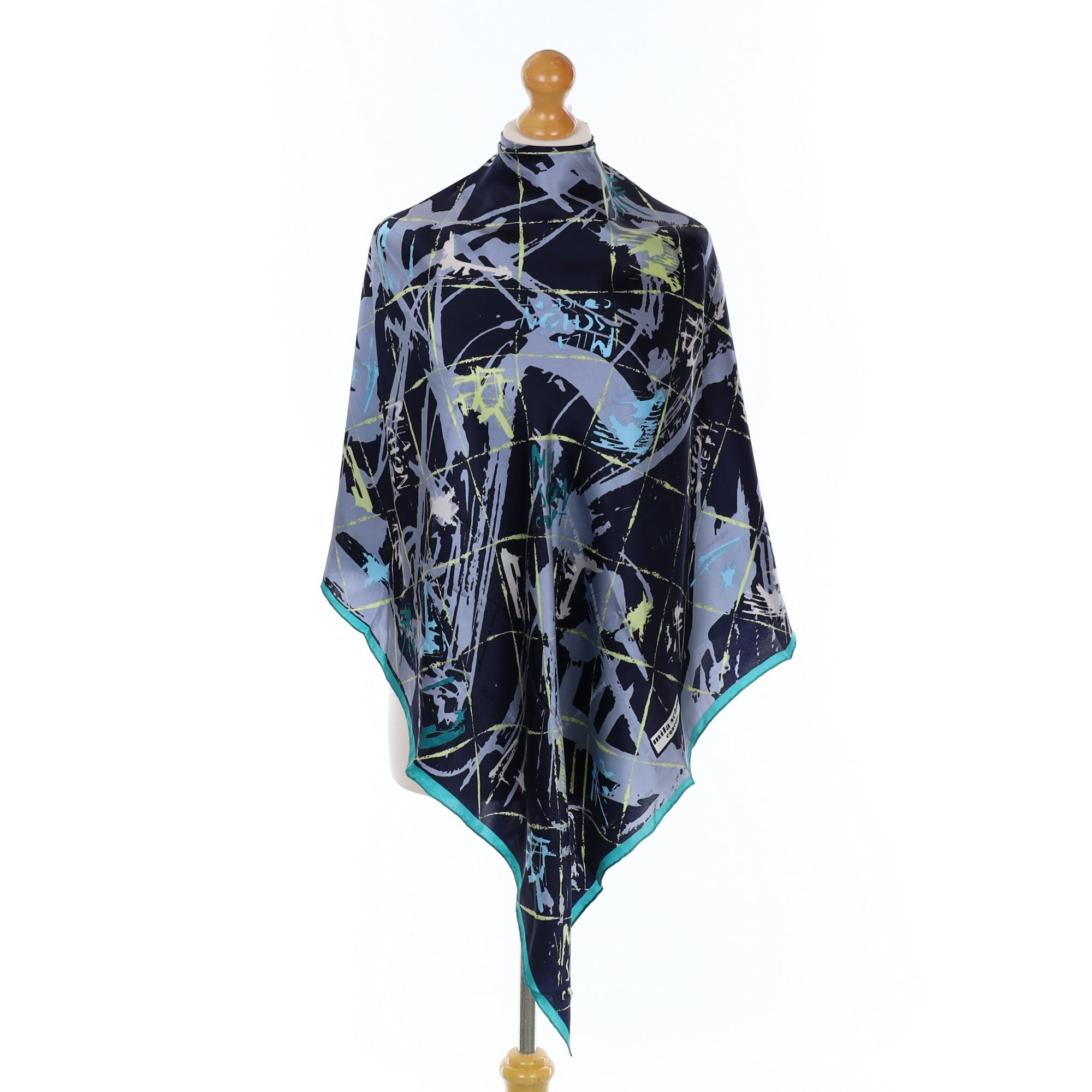 Mila Schön Black Abstract Silk Scarf