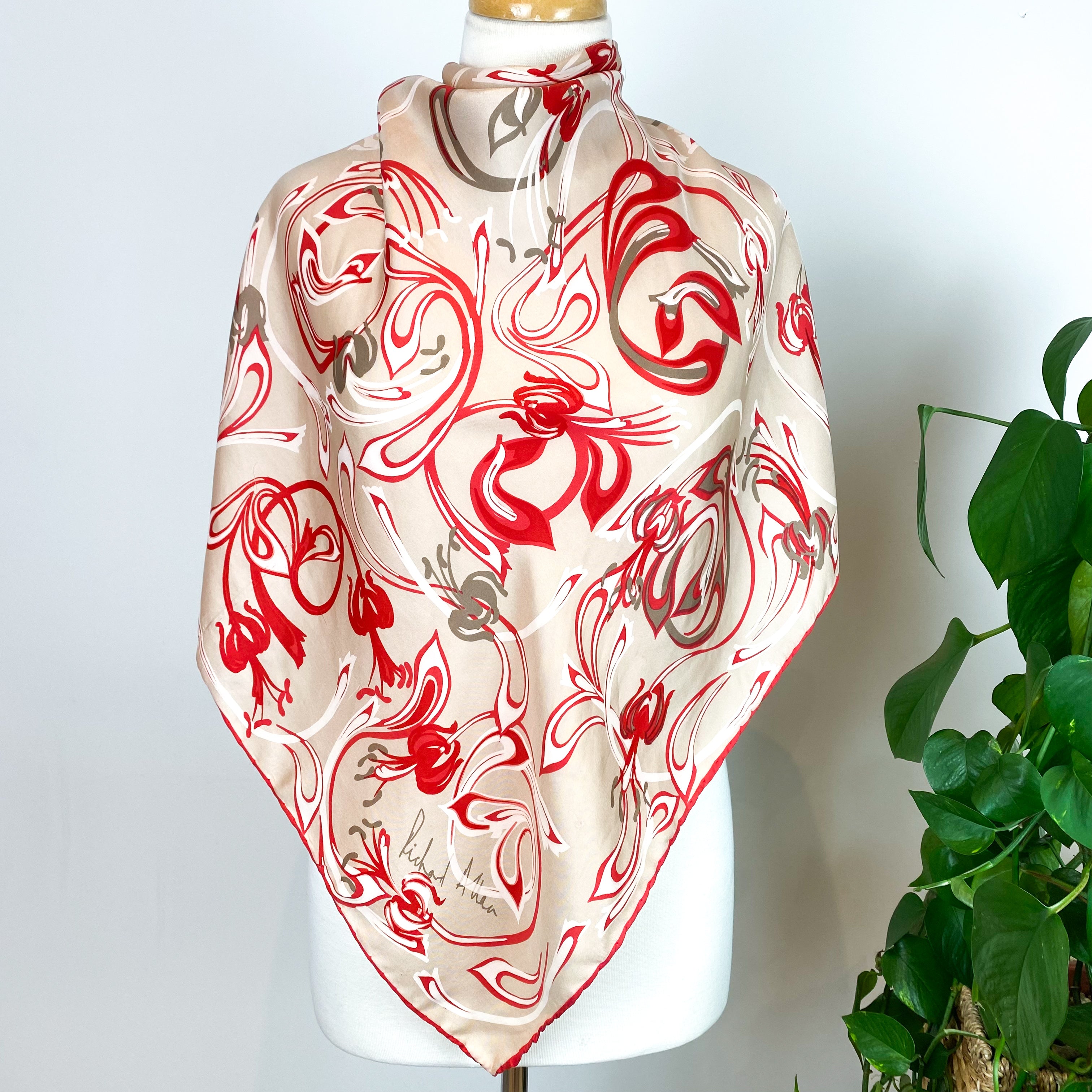 1970’s Richard Allan Abstract Floral Vintage Silk Scarf