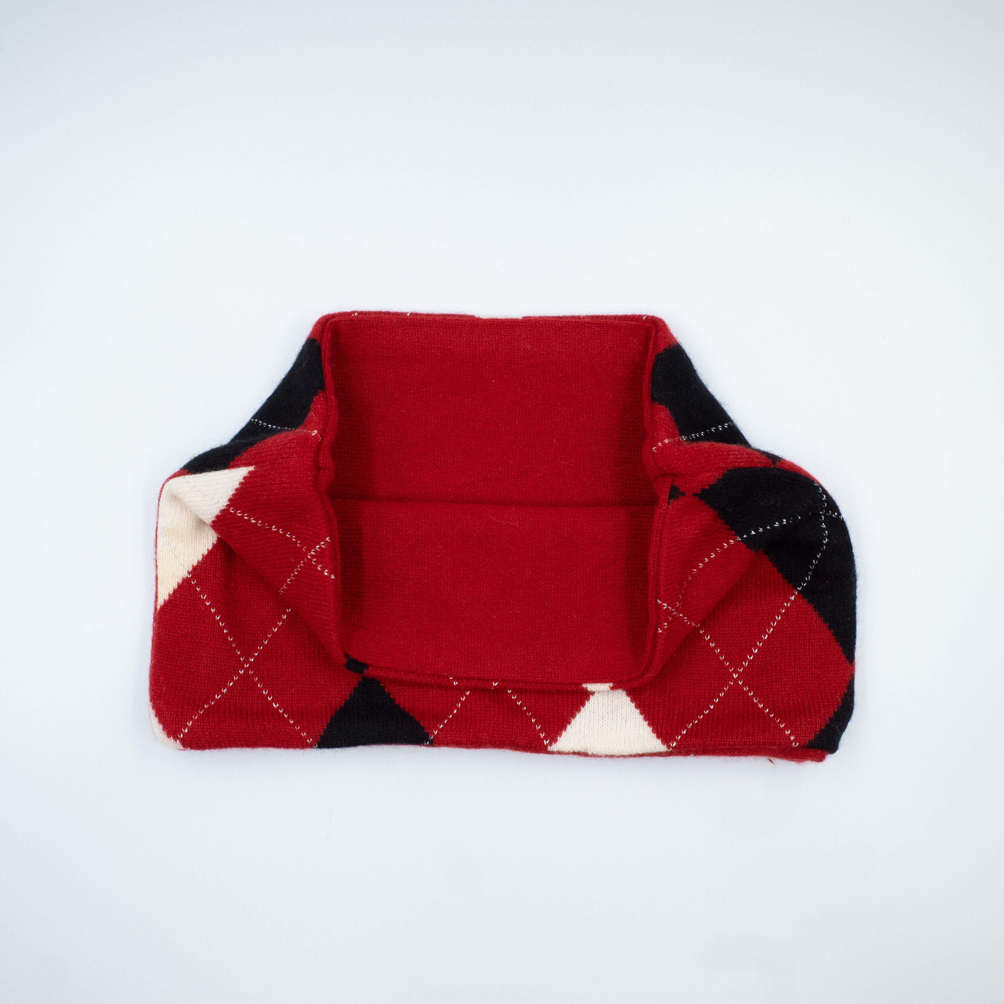 Red, Cream and Black Argyle Neck Warmer