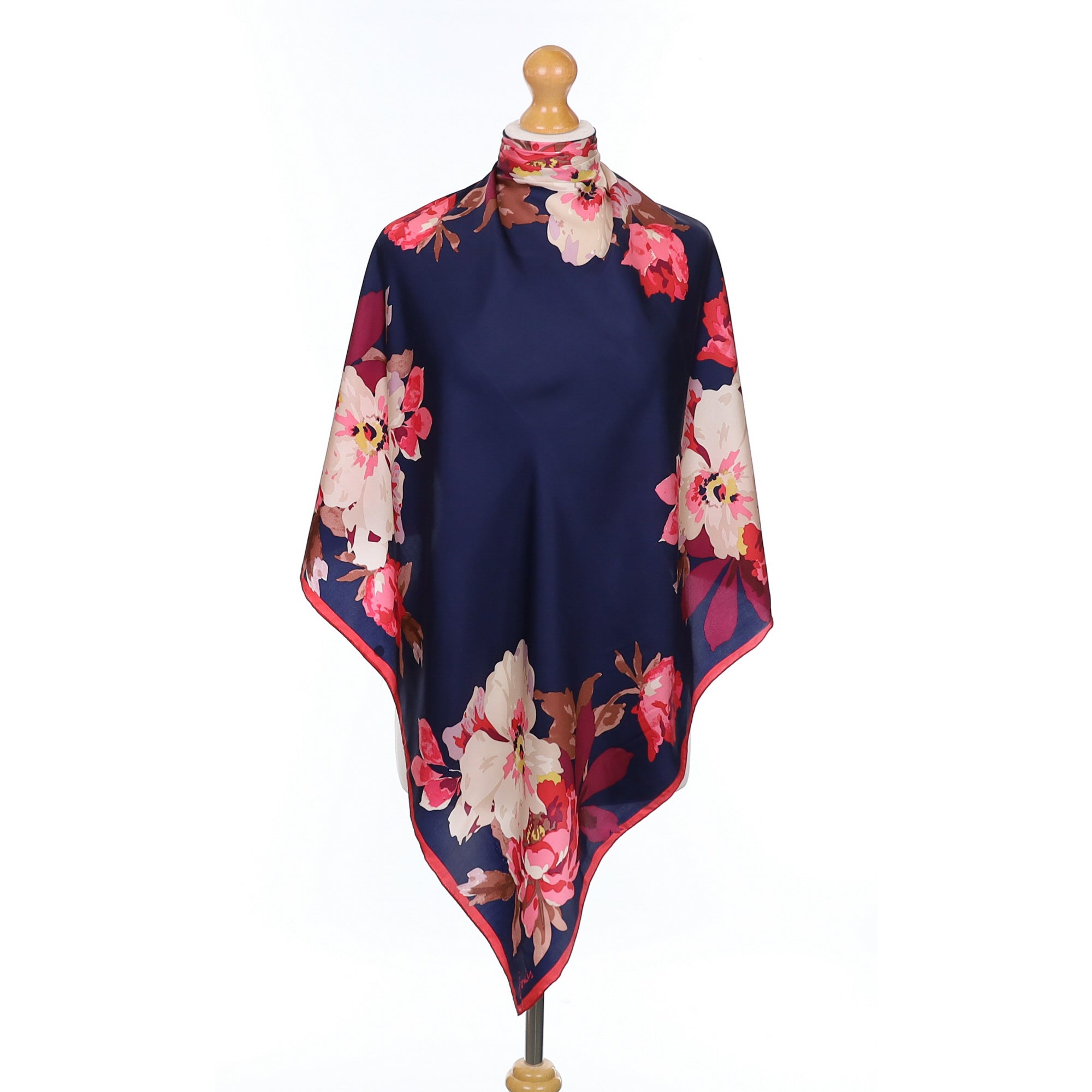 Joules Pink Floral Silk Scarf