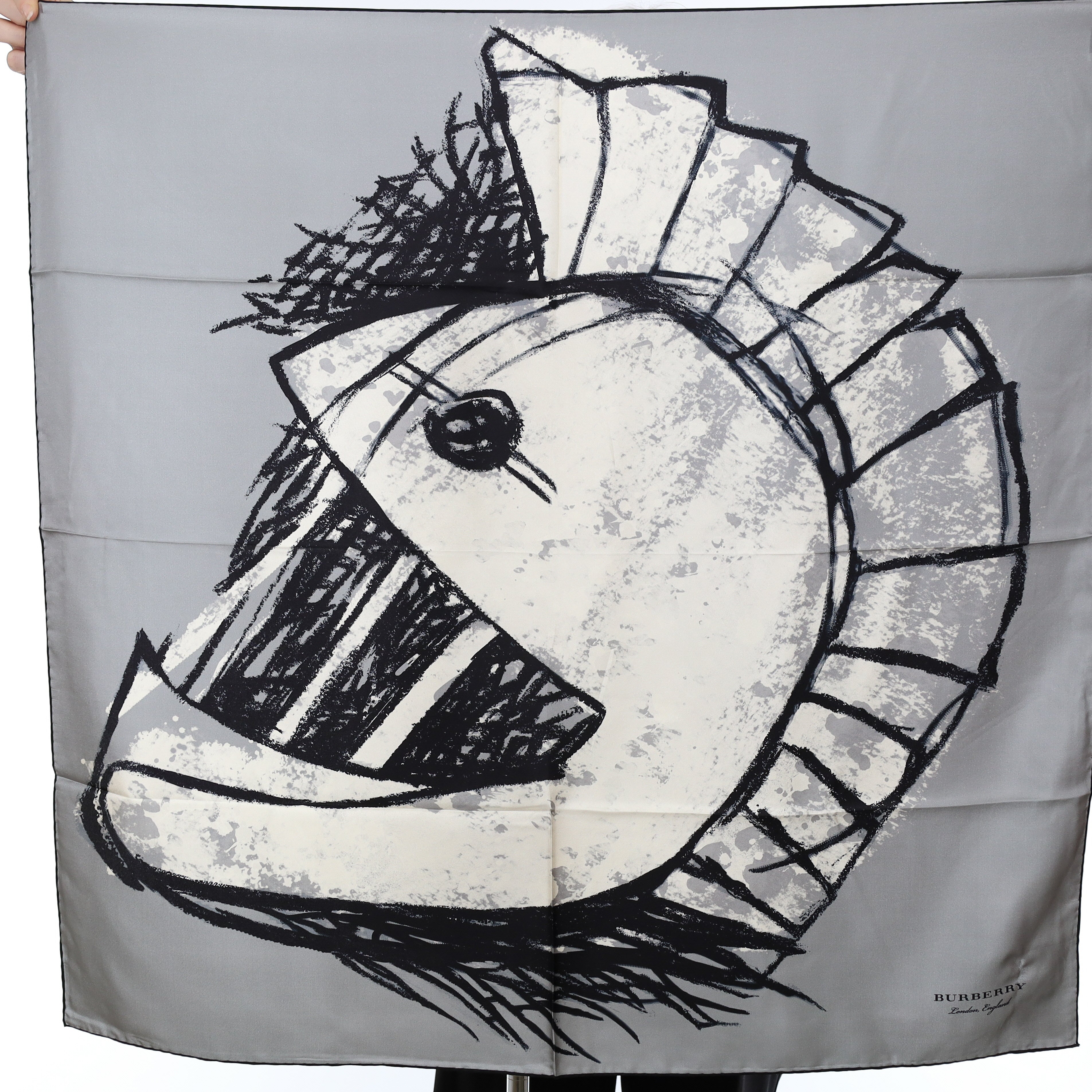 Brand New Burberry Roman Helmet Silk Scarf