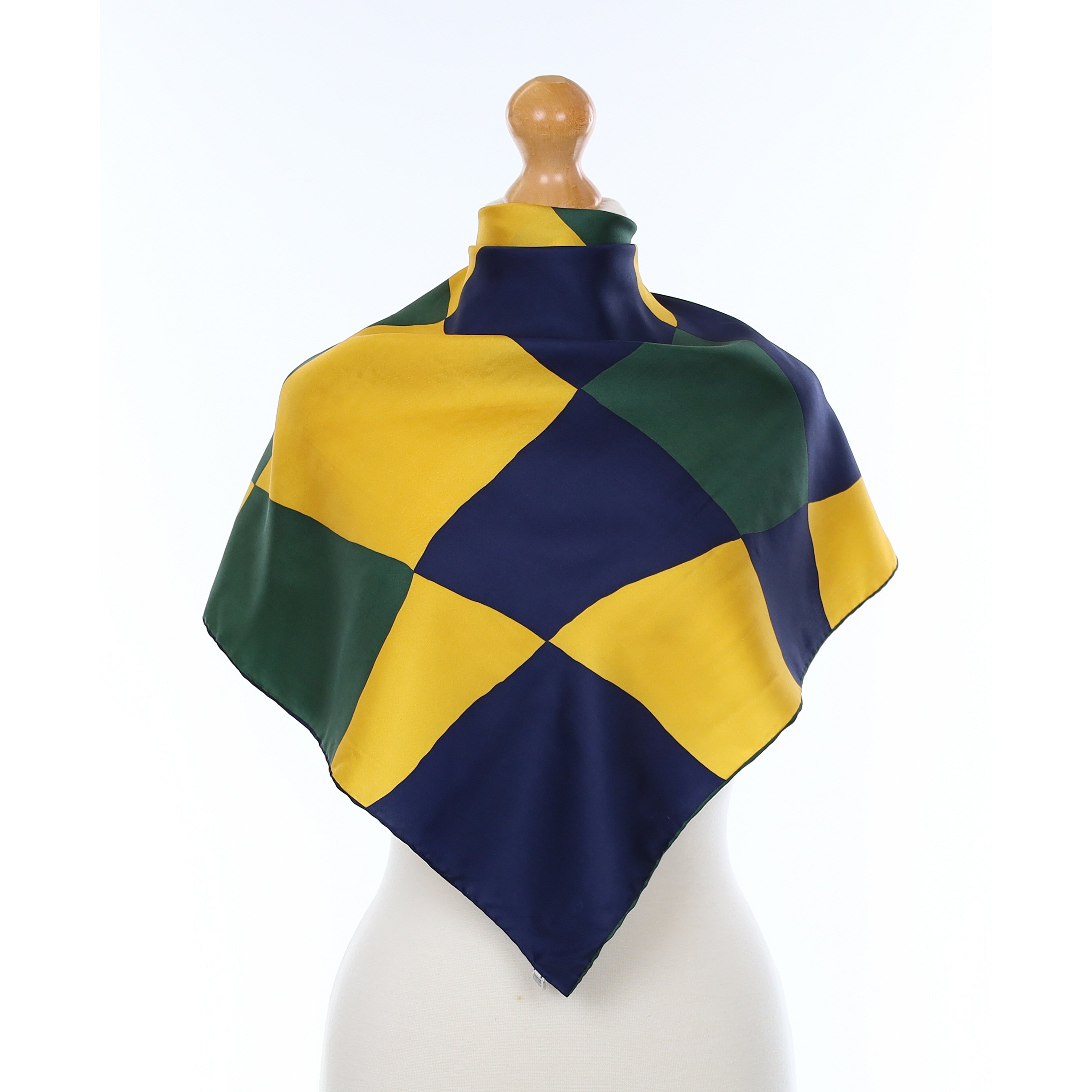 Yellow Colour Block Silk Scarf