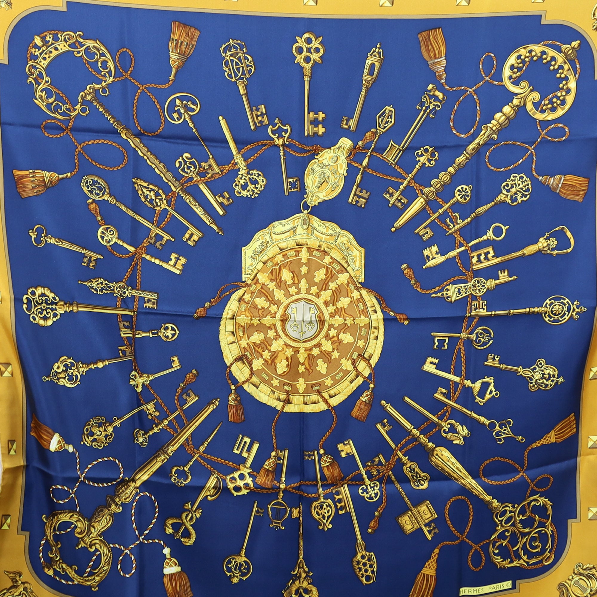 Pristine Boxed Hermès Les Clefs Vintage Silk Scarf