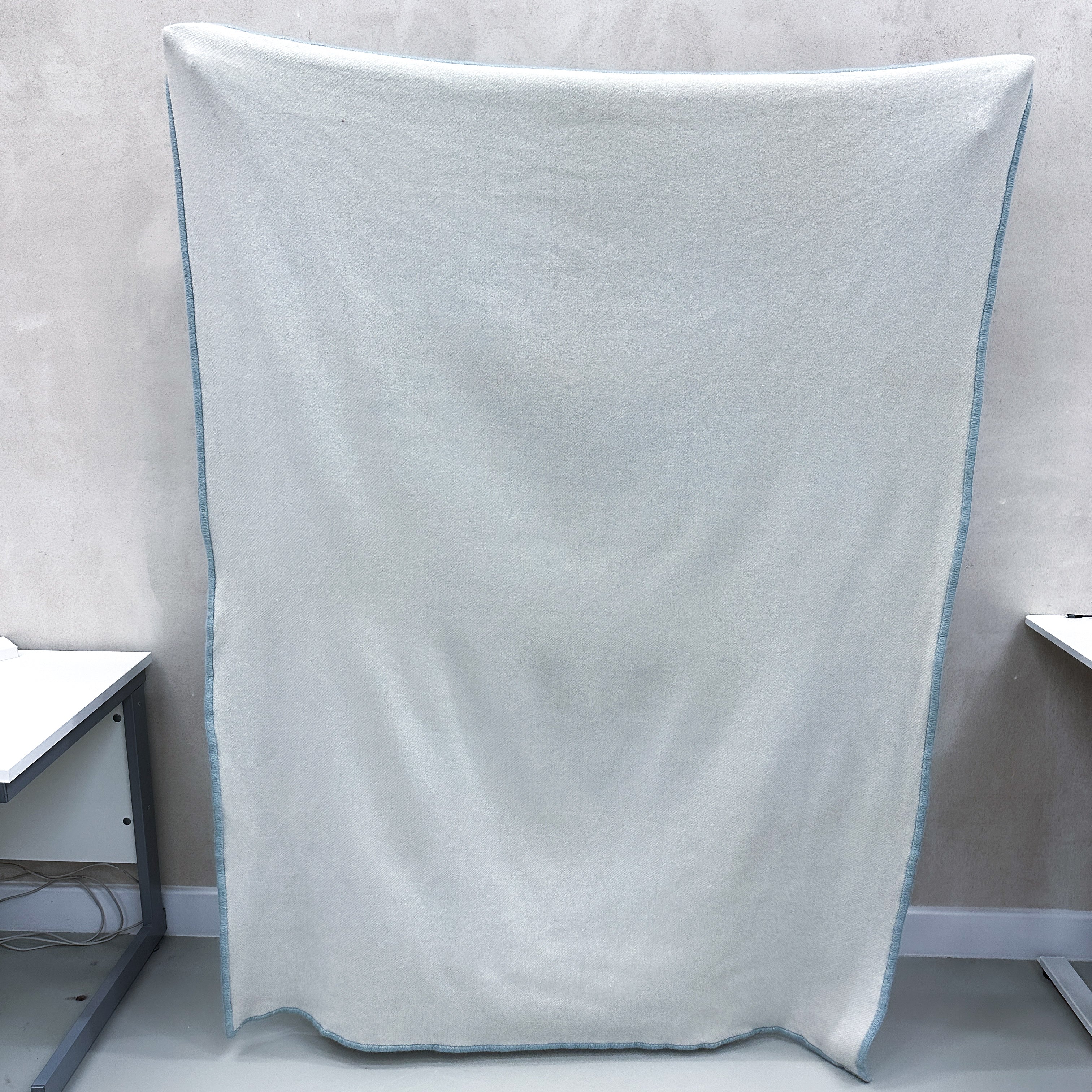 Duck Egg Blue and Cream Cashmere Blanket