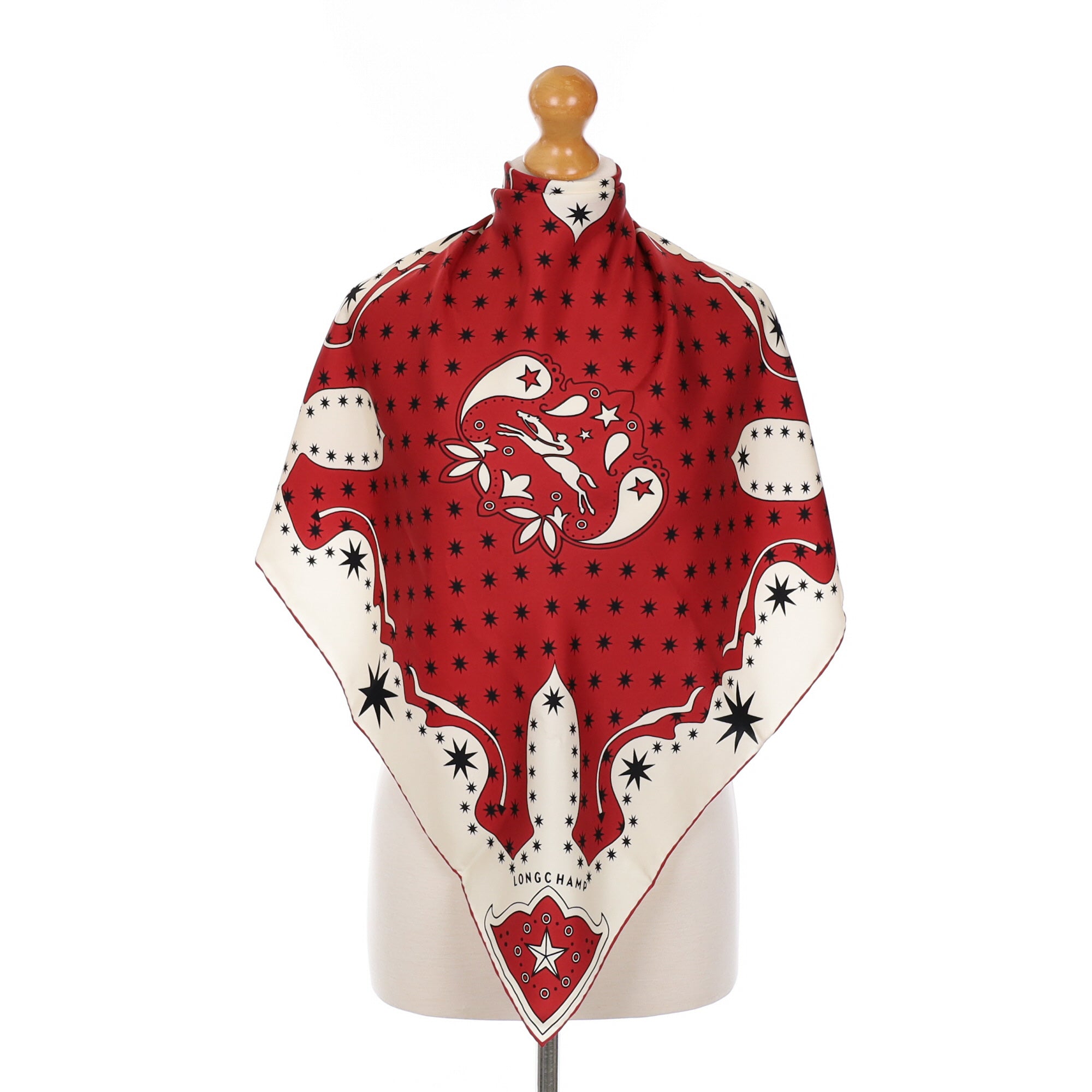 Longchamp Star Design Silk Scarf