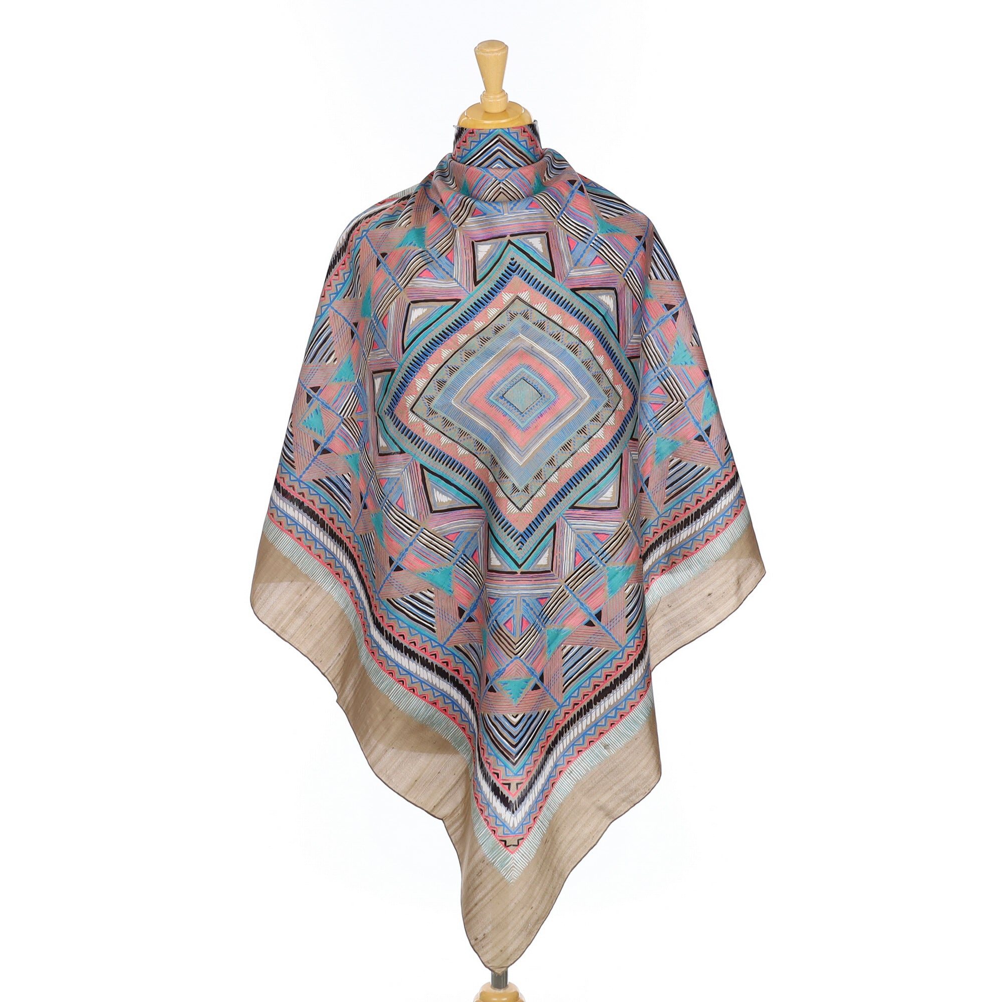 Aztec Patterned Thai Silk Scarf