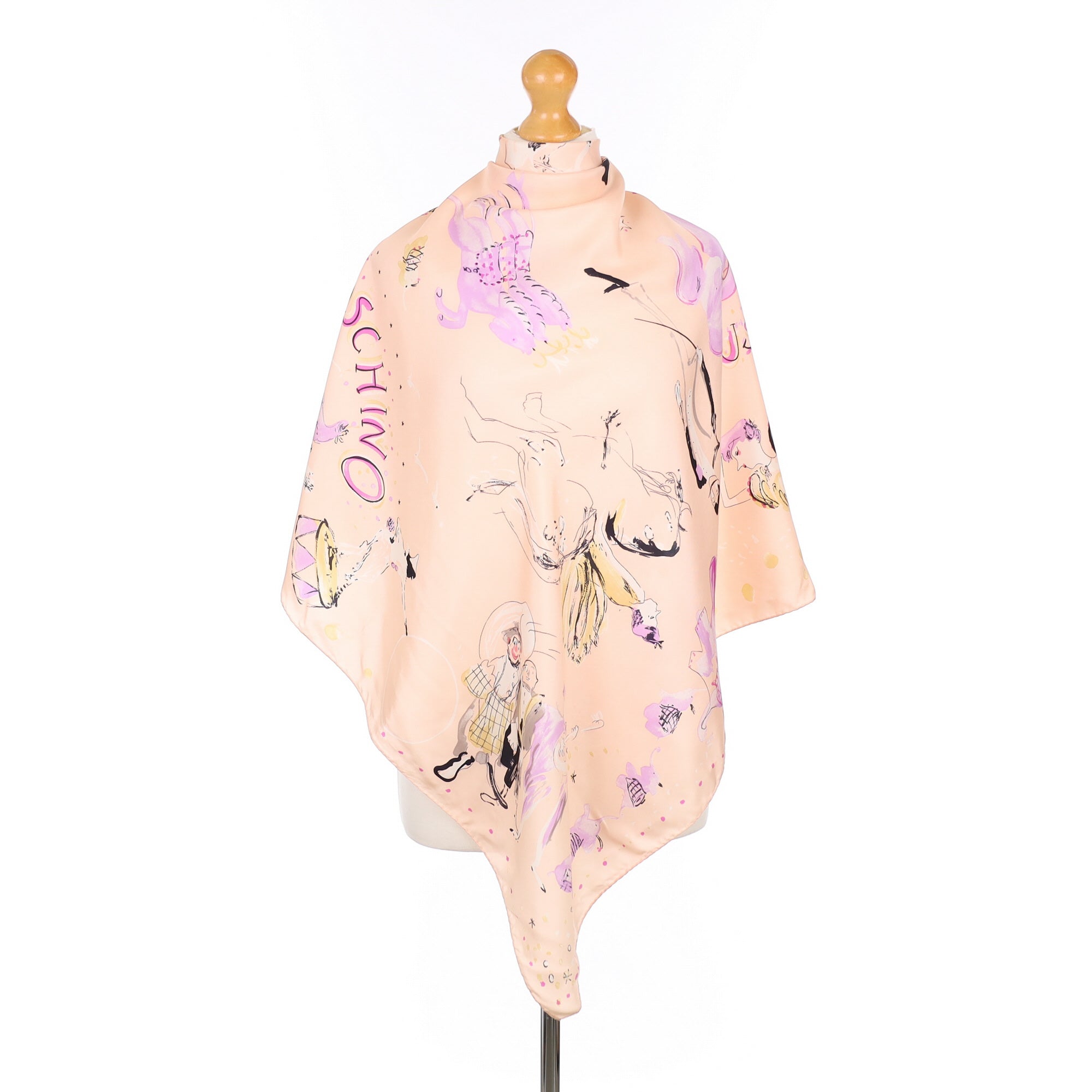 Moschino Nude Pink Circus Silk Scarf