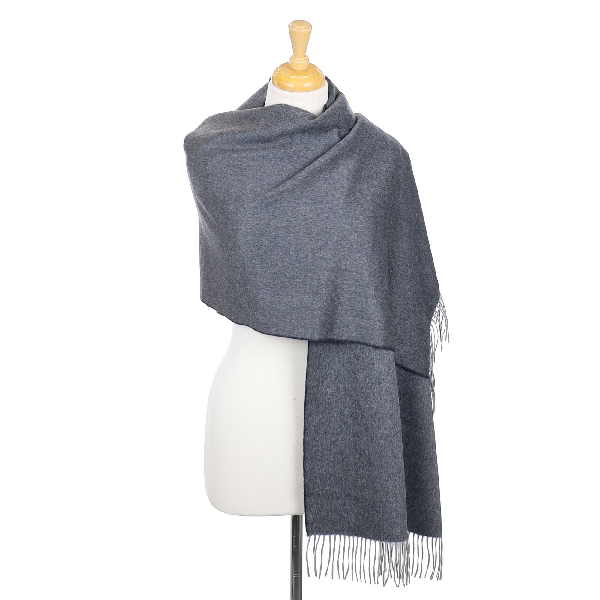 Loro Piana Brand New Two Tone Grey Cashmere Woven Wrap