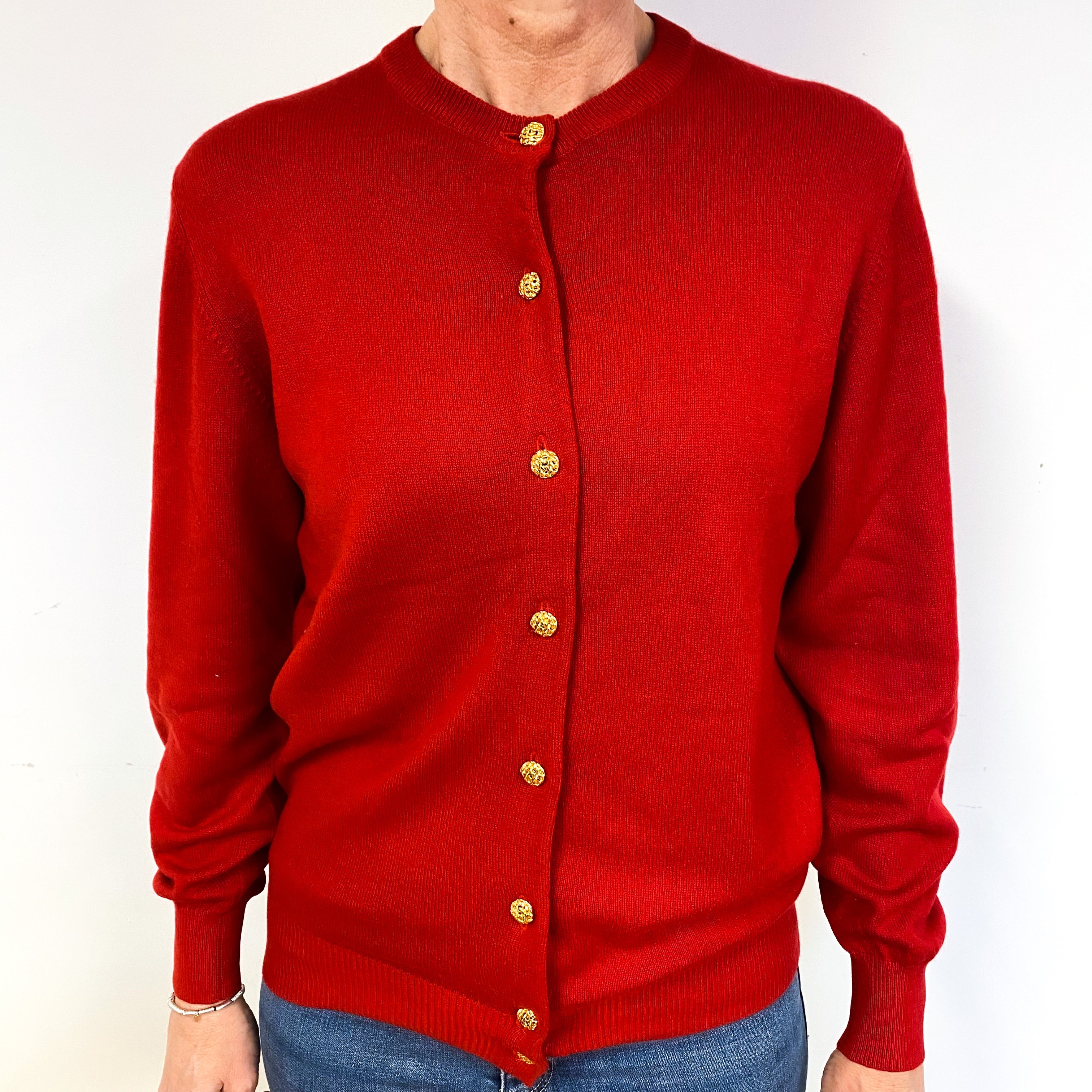 Spanish Red Cashmere Cardigan Medium