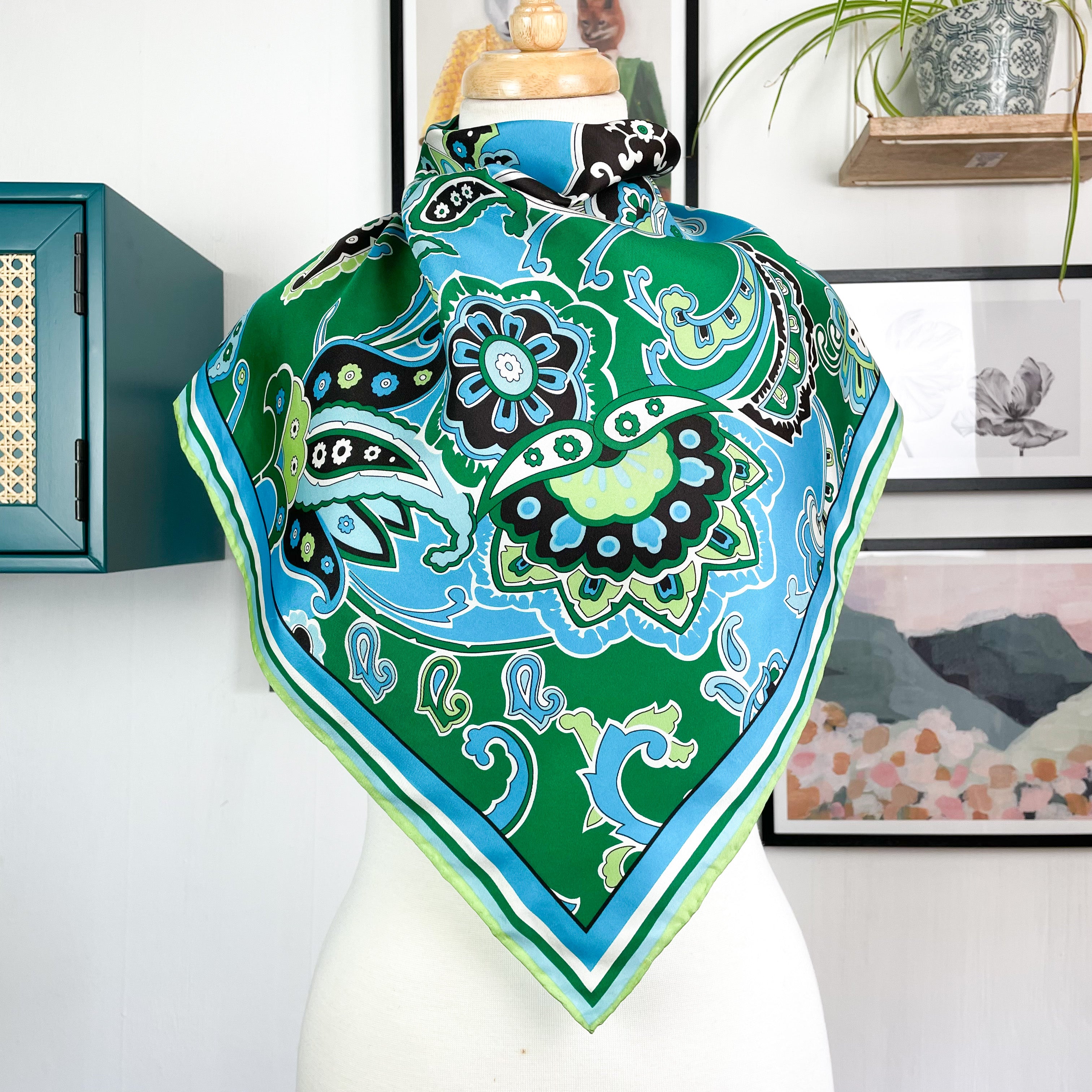 Modern 1970s Style Silk Scarf