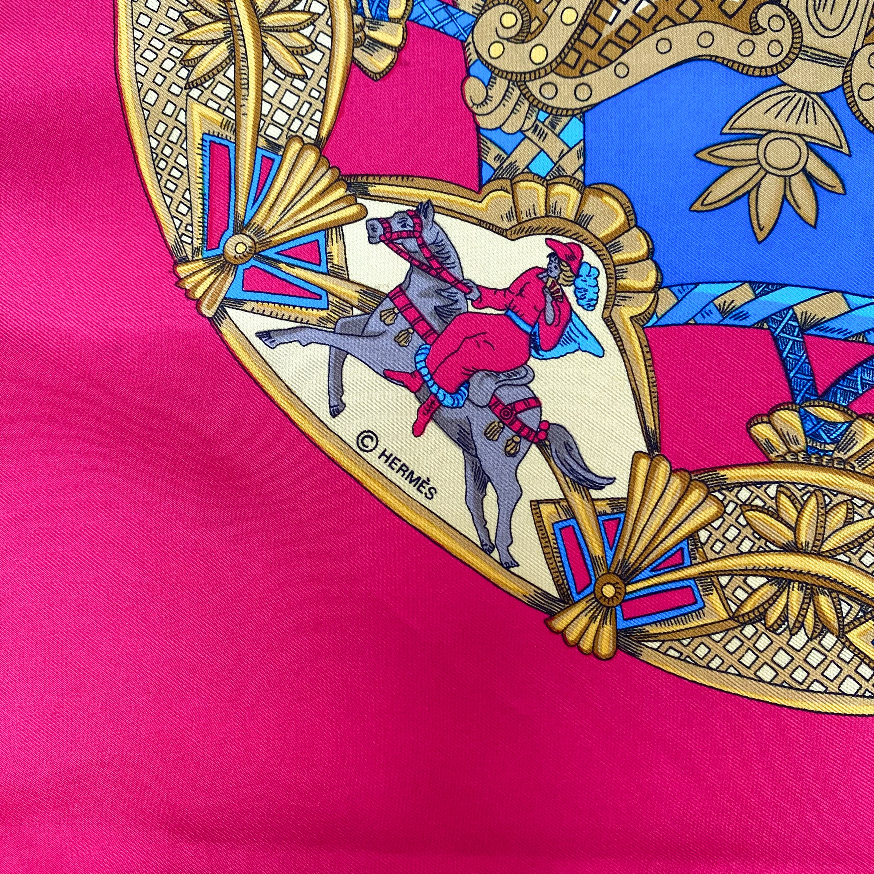 Boxed Hermès Tournez Manège Silk Scarf