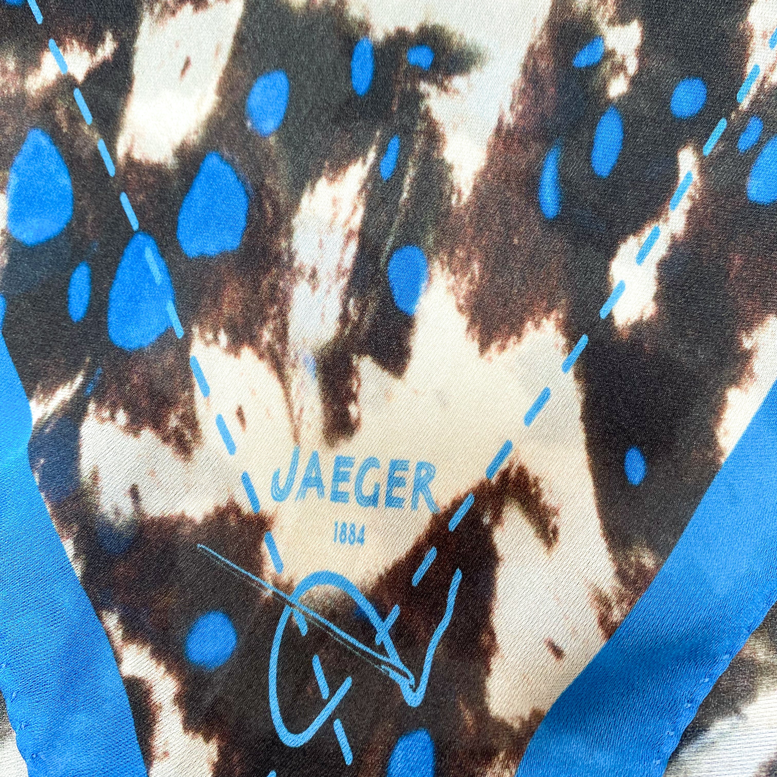 Jaeger Blue Patterned Silk Scarf