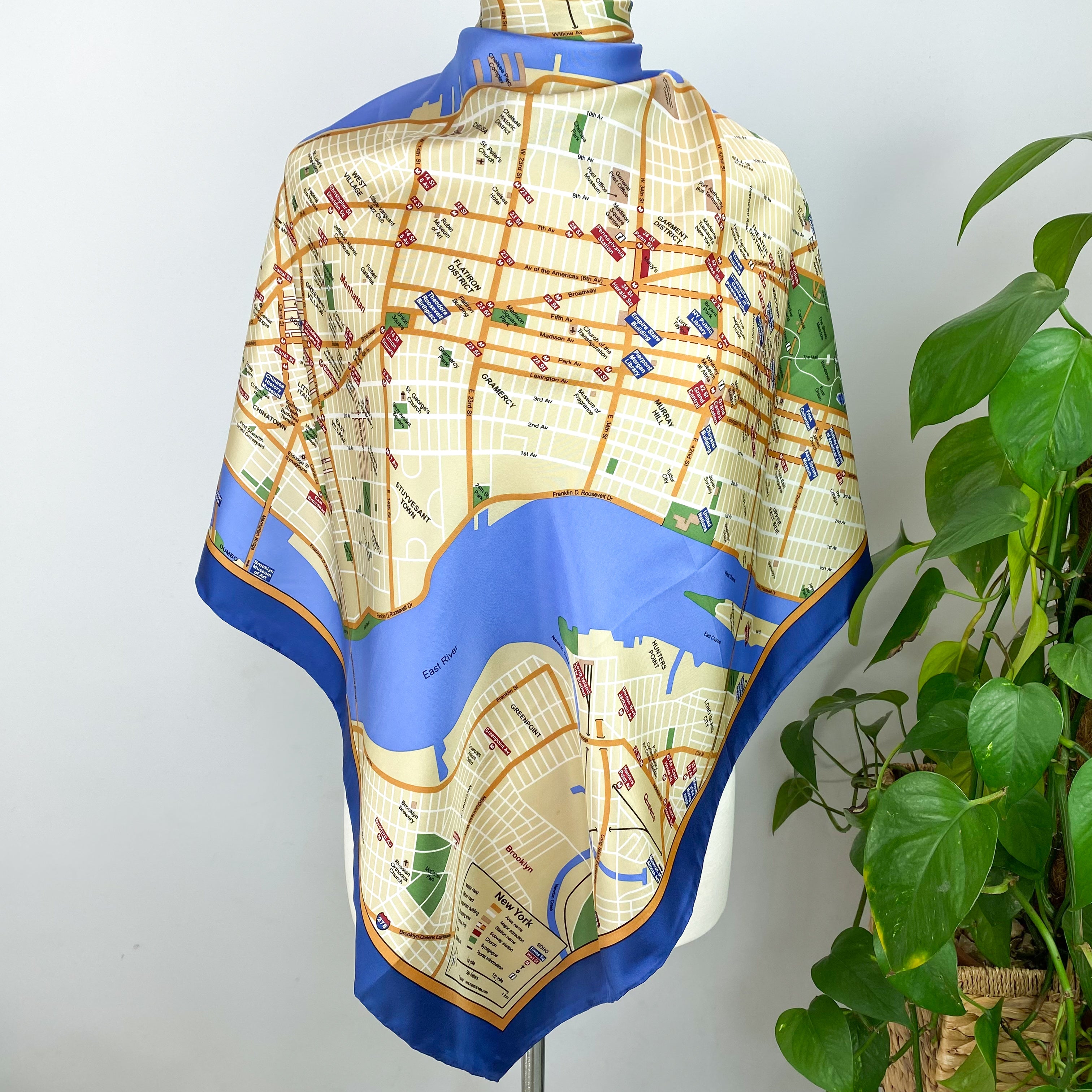 Brand New Map of New York Silk Scarf