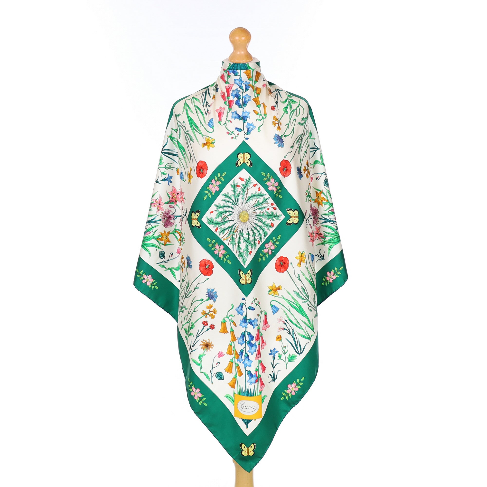 Brand New Gucci Bright Floral Vintage Silk Scarf