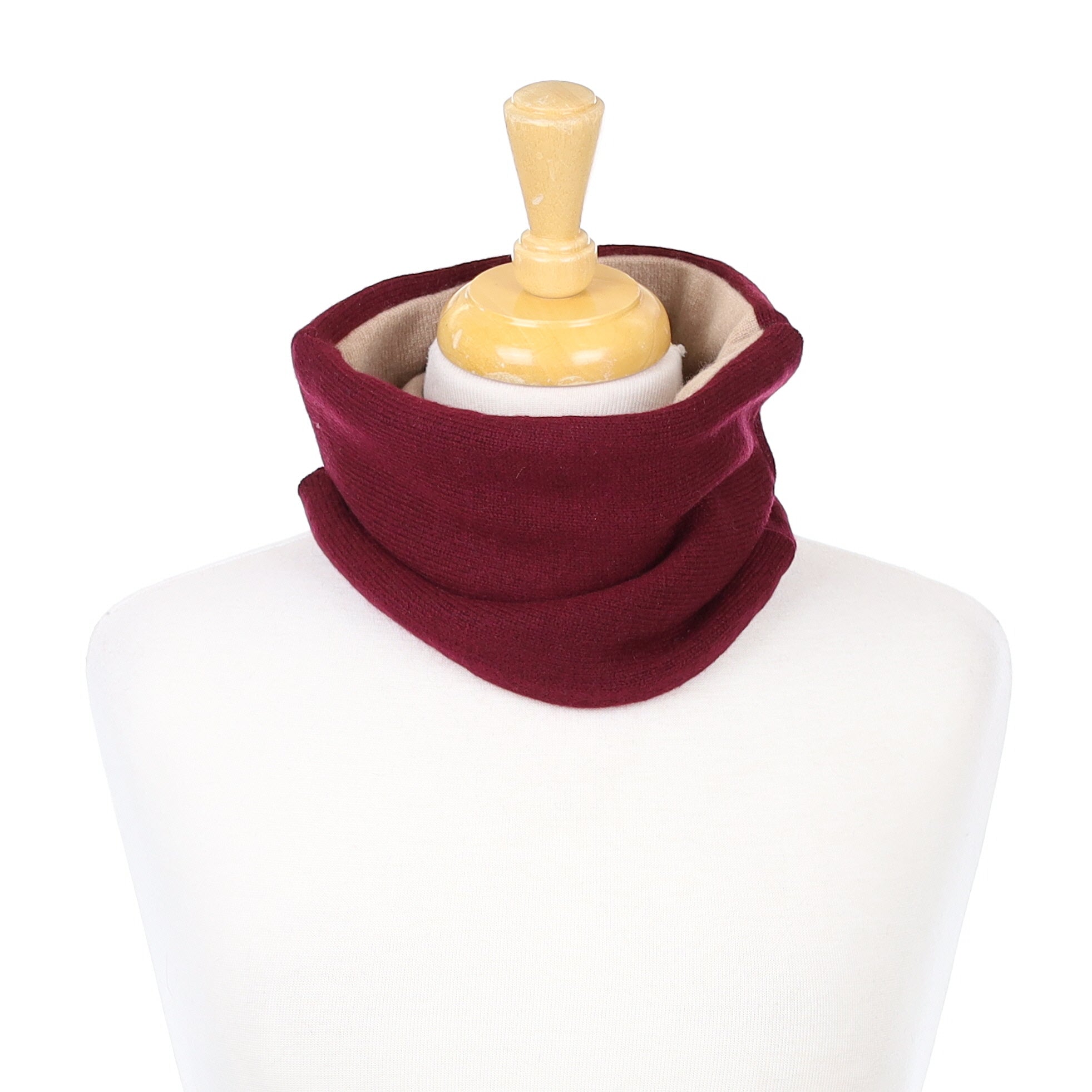 Burgundy and Camel Neck Warmer