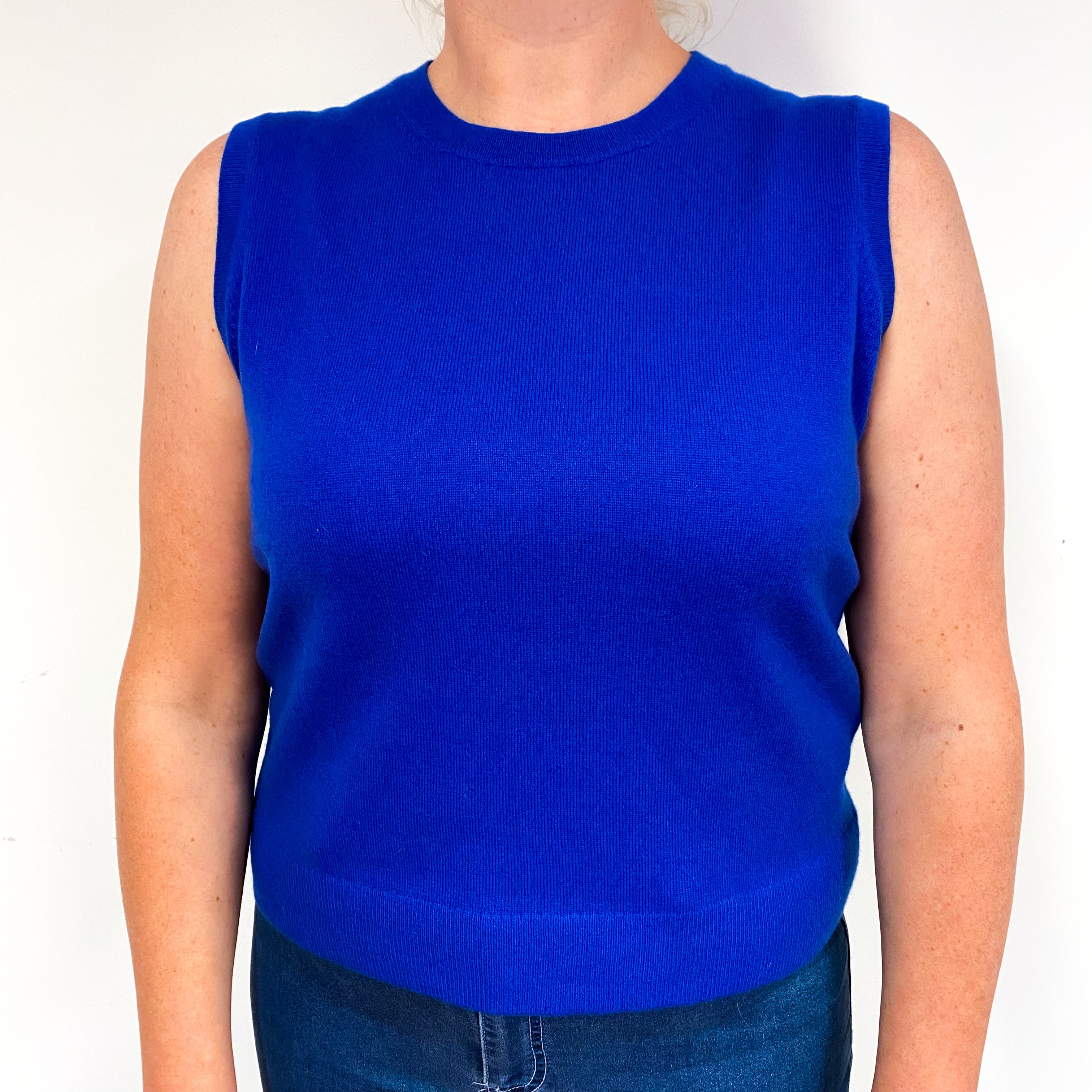 Admiral Blue Cashmere Crew Neck Tank Top Large