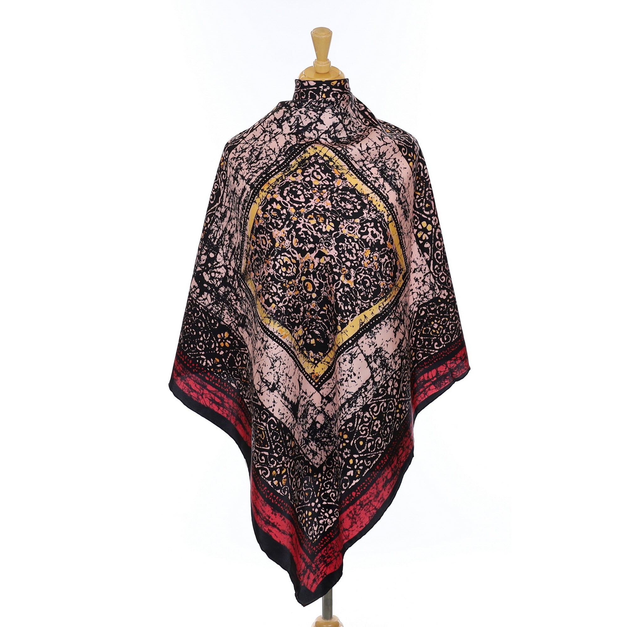Brand New Abstract Black and Pink Silk Scarf