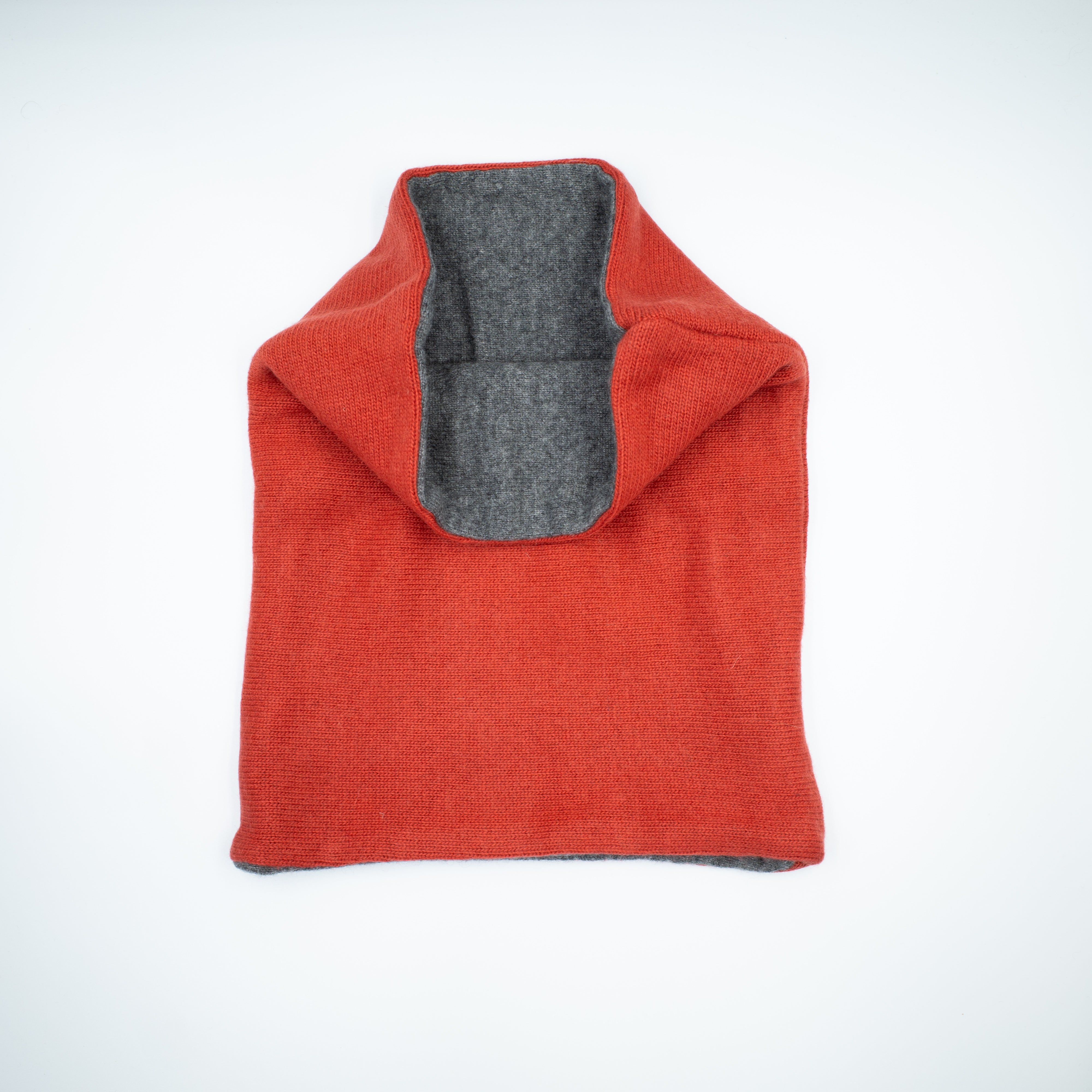 Rust Orange and Slate Grey Luxury Double Layered Snood