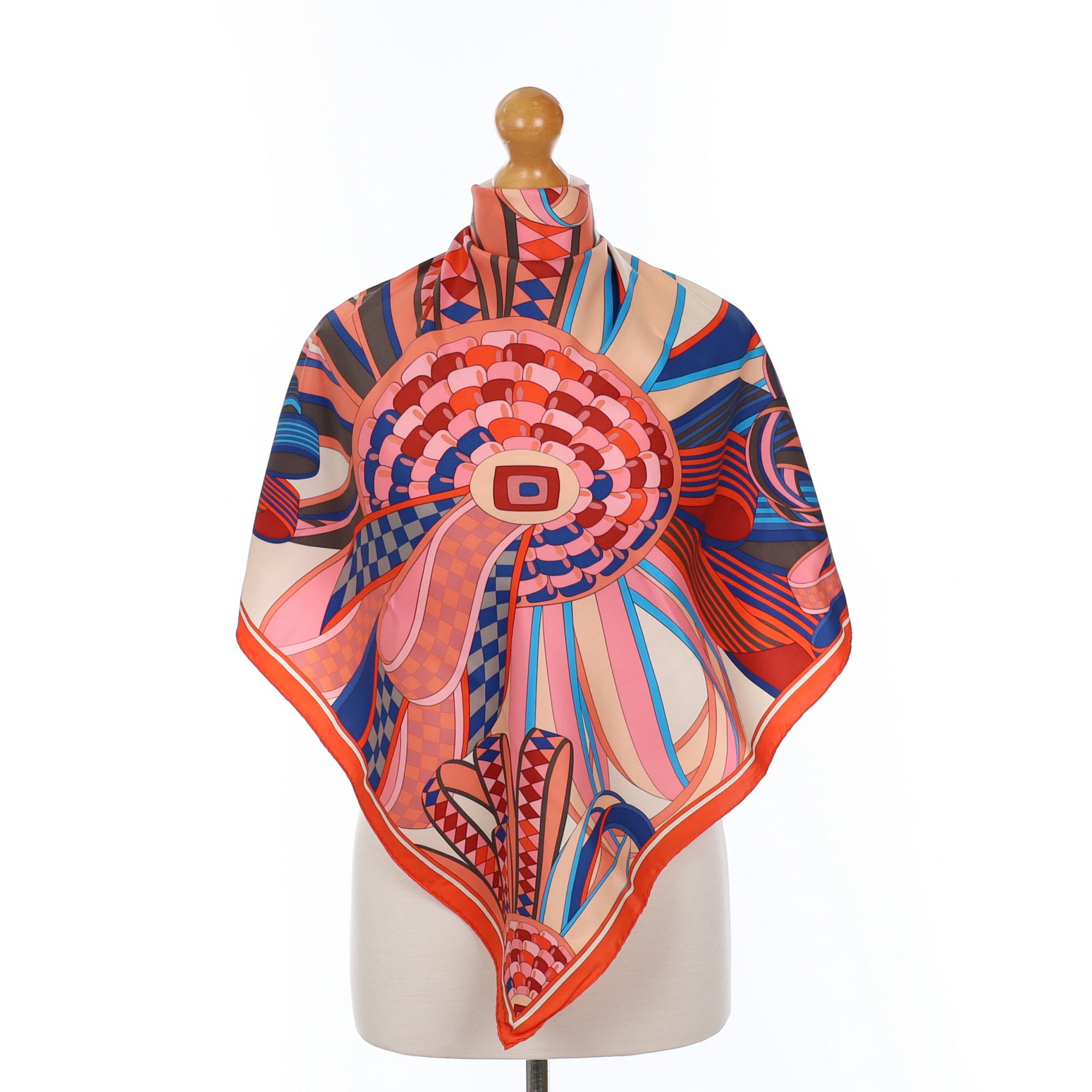 Hermès 70 Les Flots du Cheval Silk Scarf