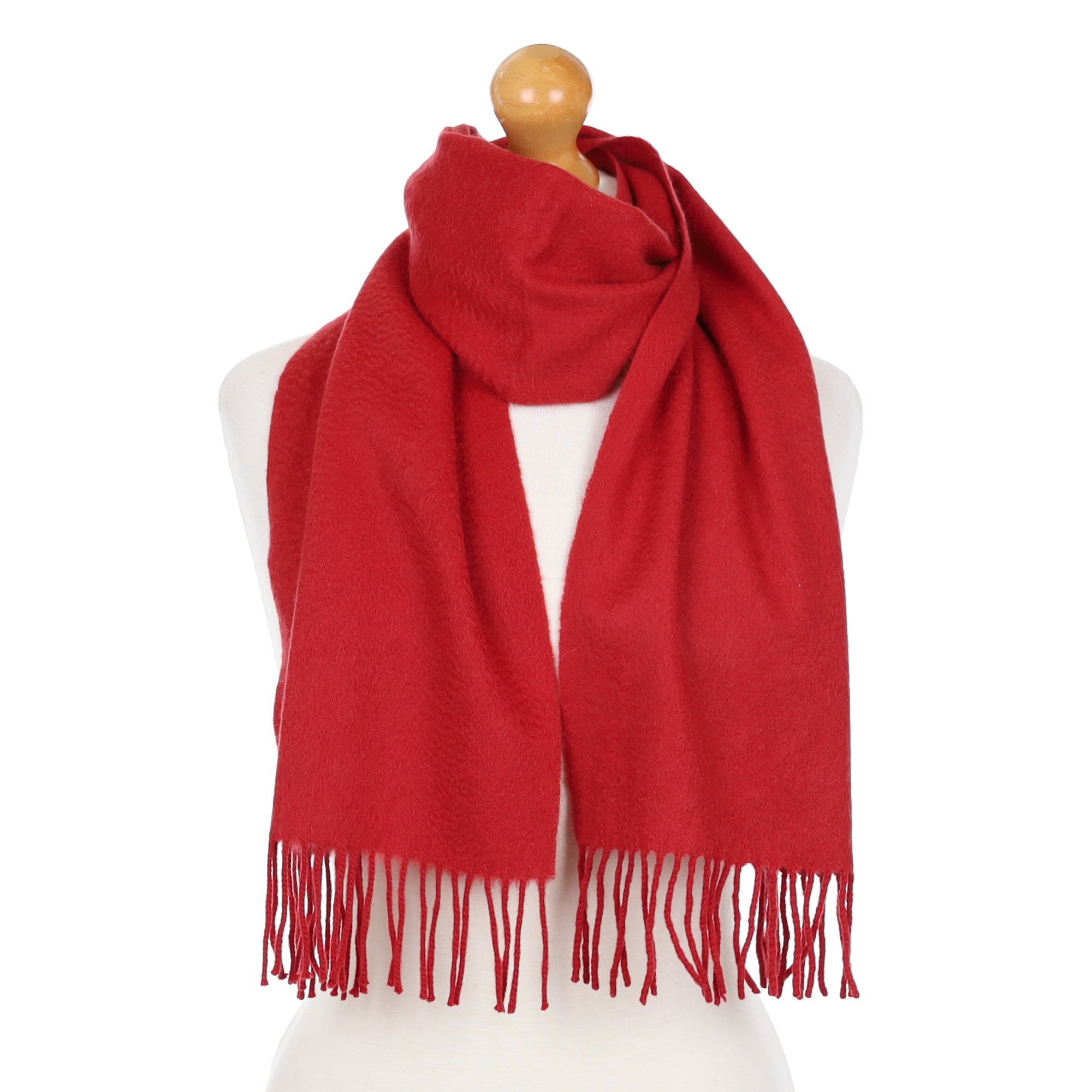 Phoenix Red Cashmere Fringed Woven Scarf