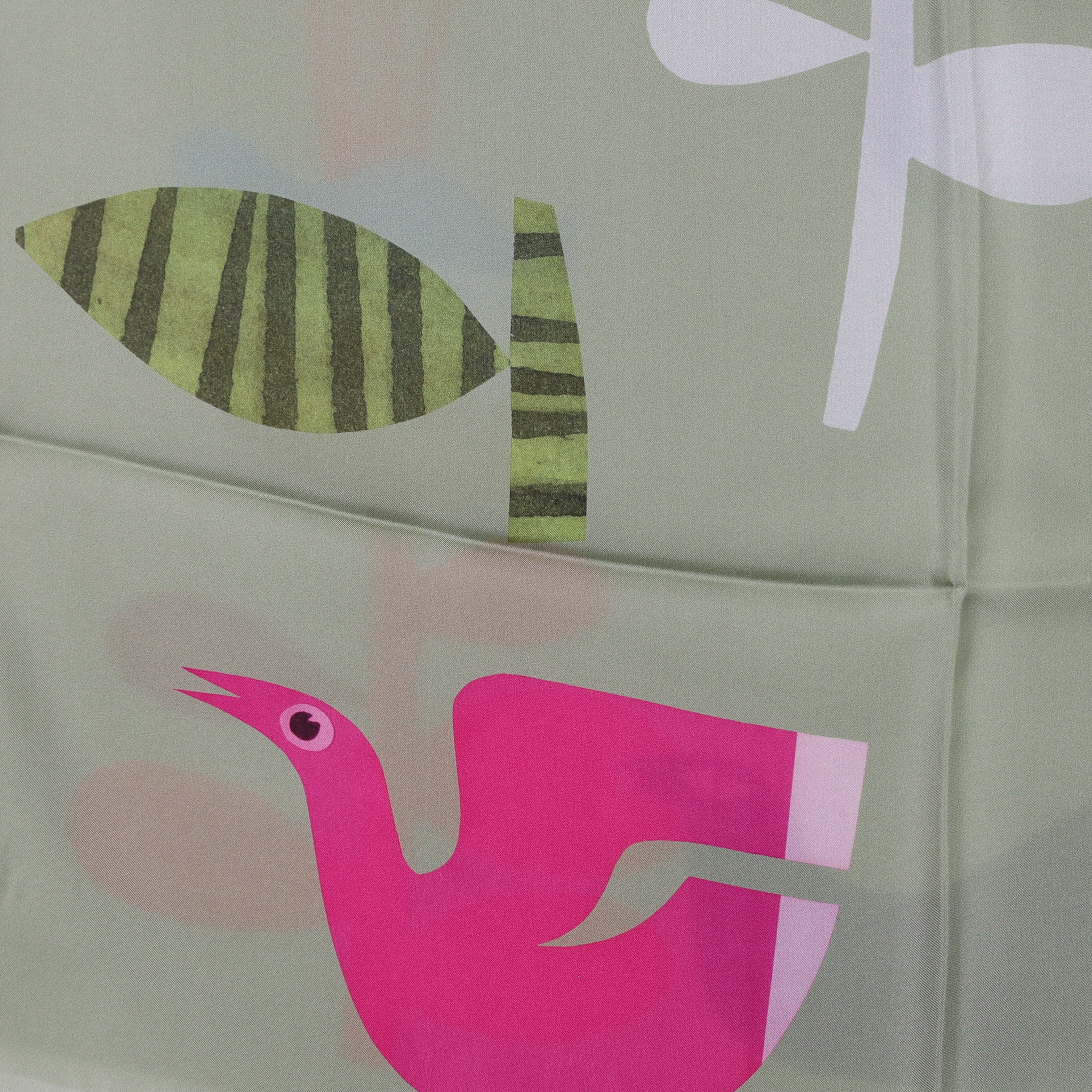 Brand New Italian Sage Green Floral Silk Wrap