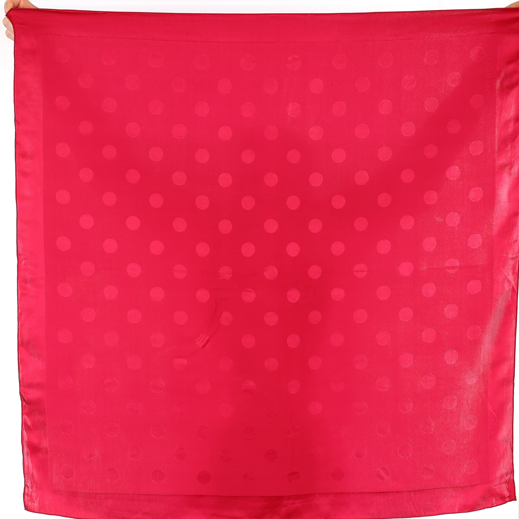 Givenchy Wine Red Polka Dot Vintage Silk Scarf