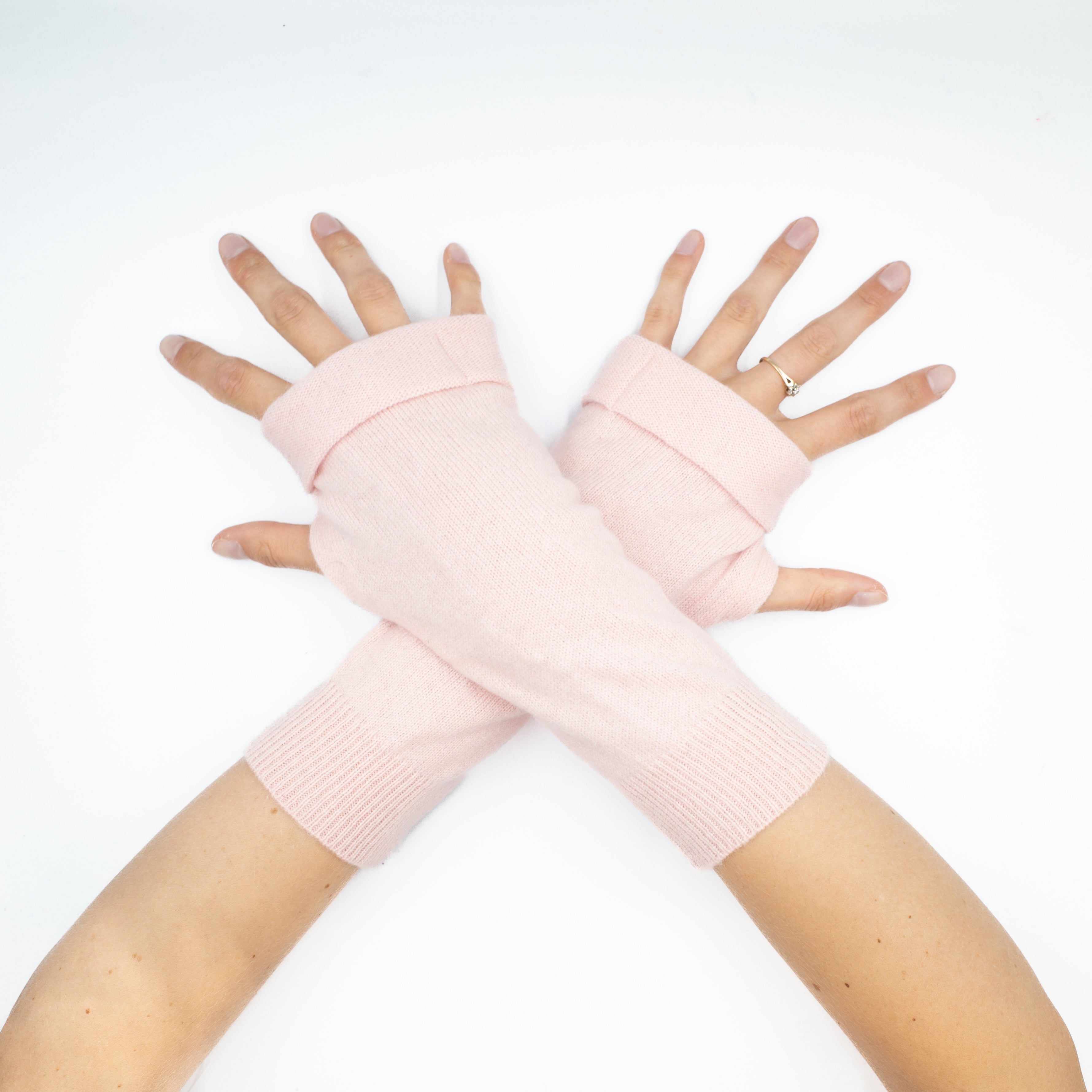Pale Sweet Pink Fingerless Gloves