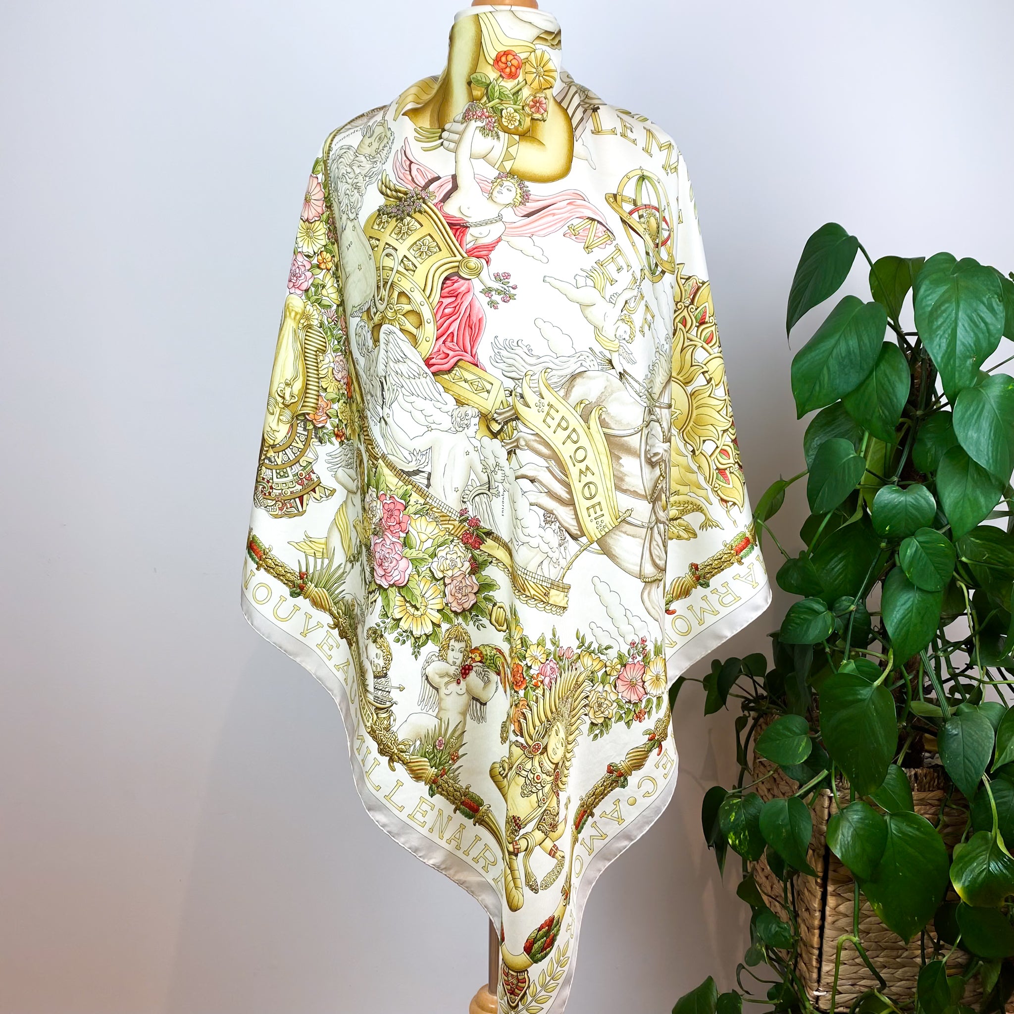 Boxed Hermes Le Matin Neuf Vintage Silk Scarf