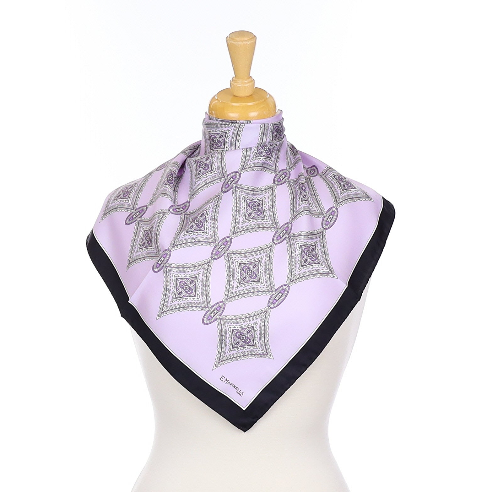 E.Marinella Lilac and Black Silk Scarf