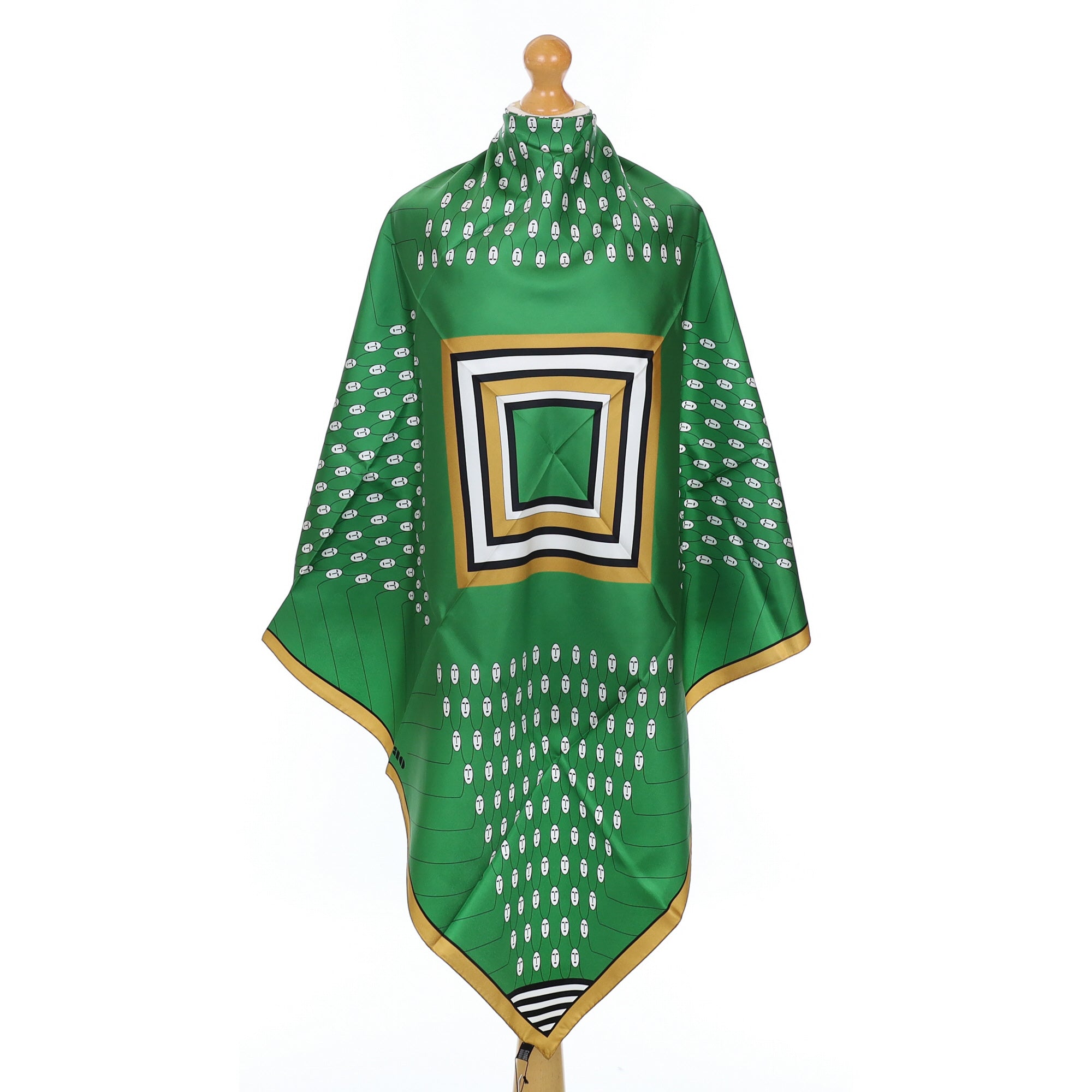 Brand New Green Obbo Silk Scarf