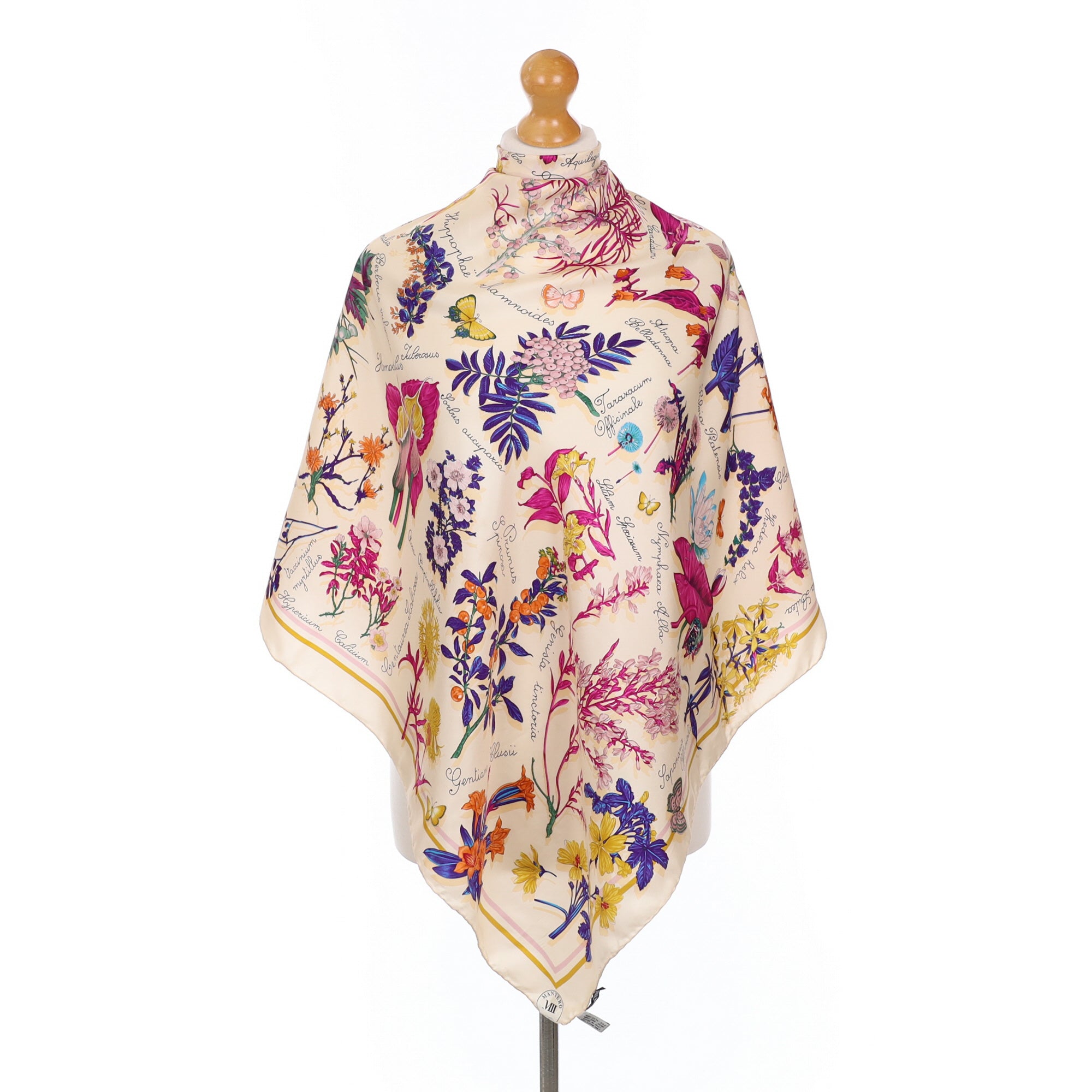 Mantero Designer Cream Floral Silk Scarf
