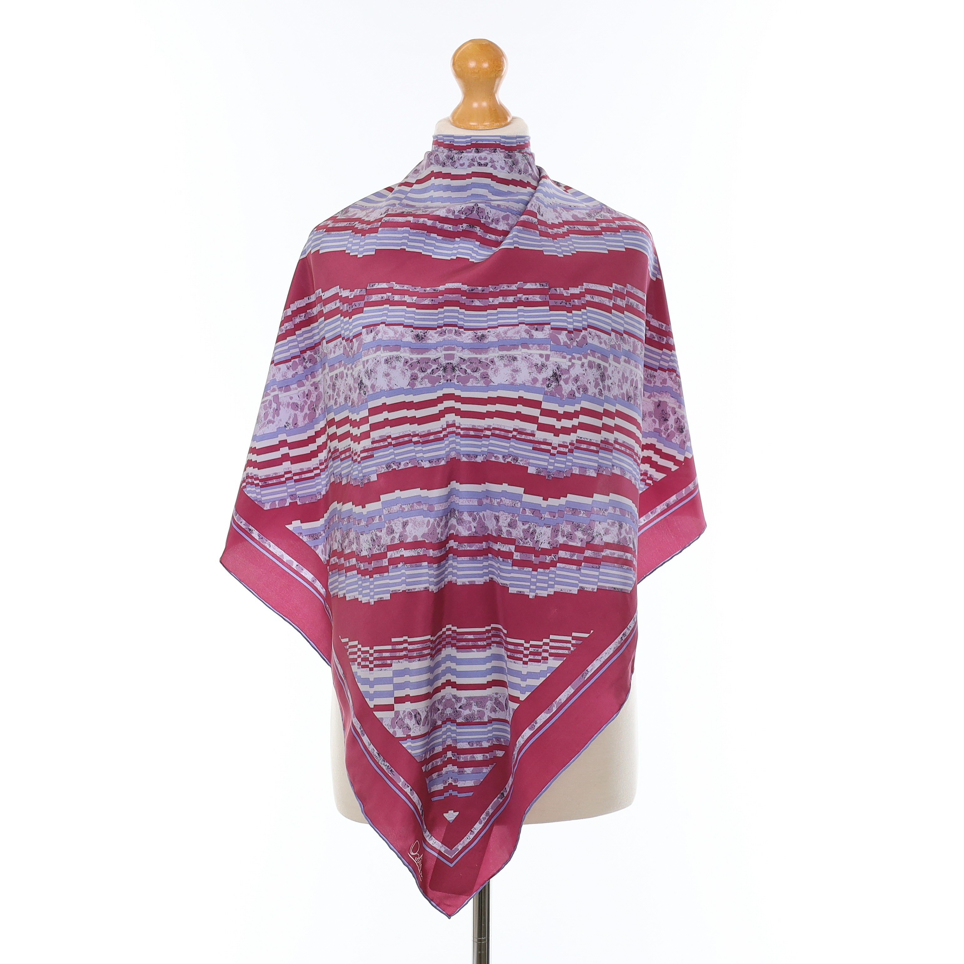 Brand New Ostinelli Purple Patterned Vintage Silk Scarf