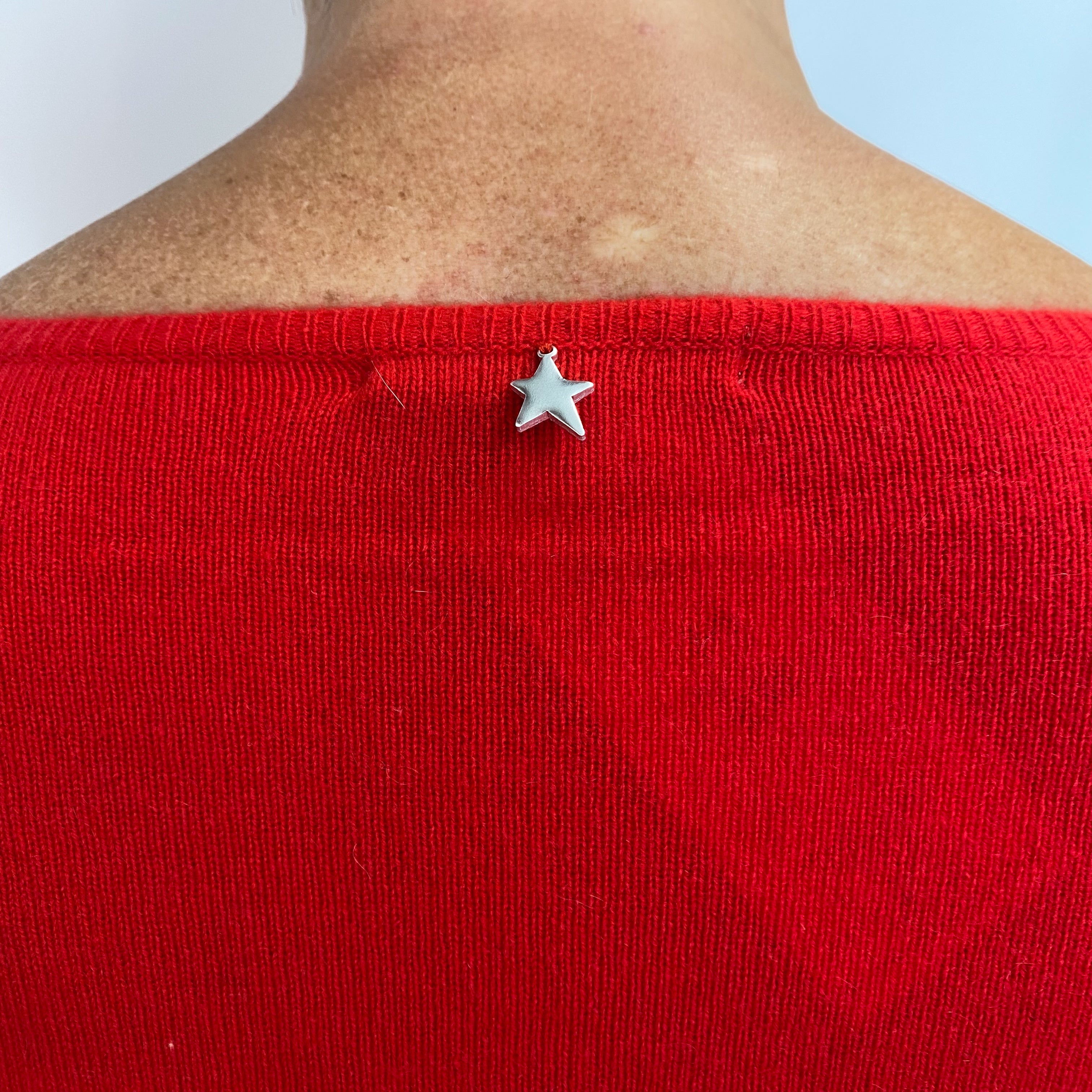 Vermillion Red Cashmere V Neck Cardigan Medium