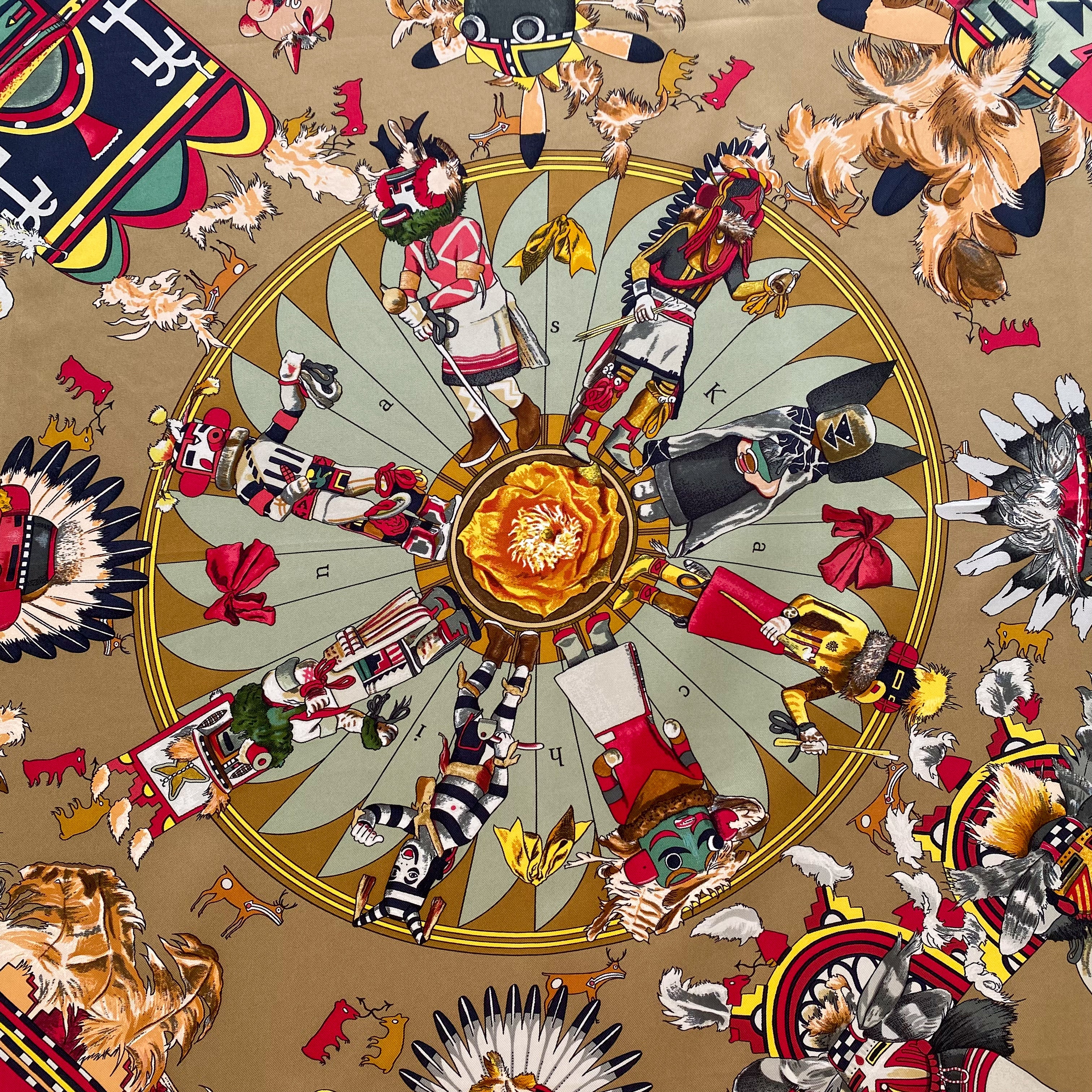 Hermès Kachinas Designer Silk Scarf