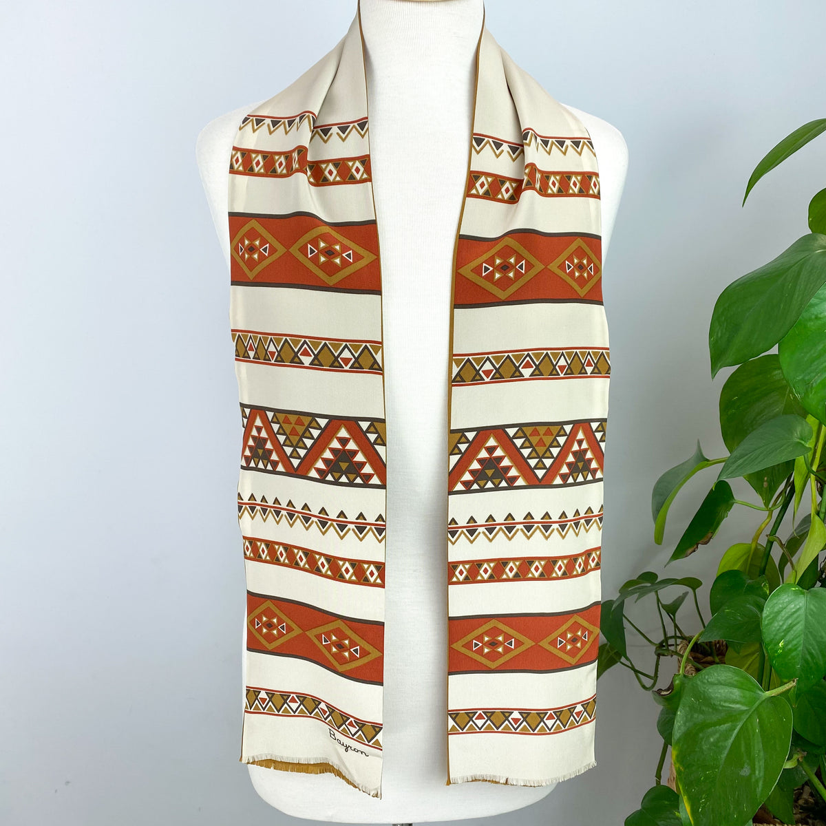 Foulard Vintage Bayron En Soie 100% - Imprimé Cheval, Fait Main En Italie