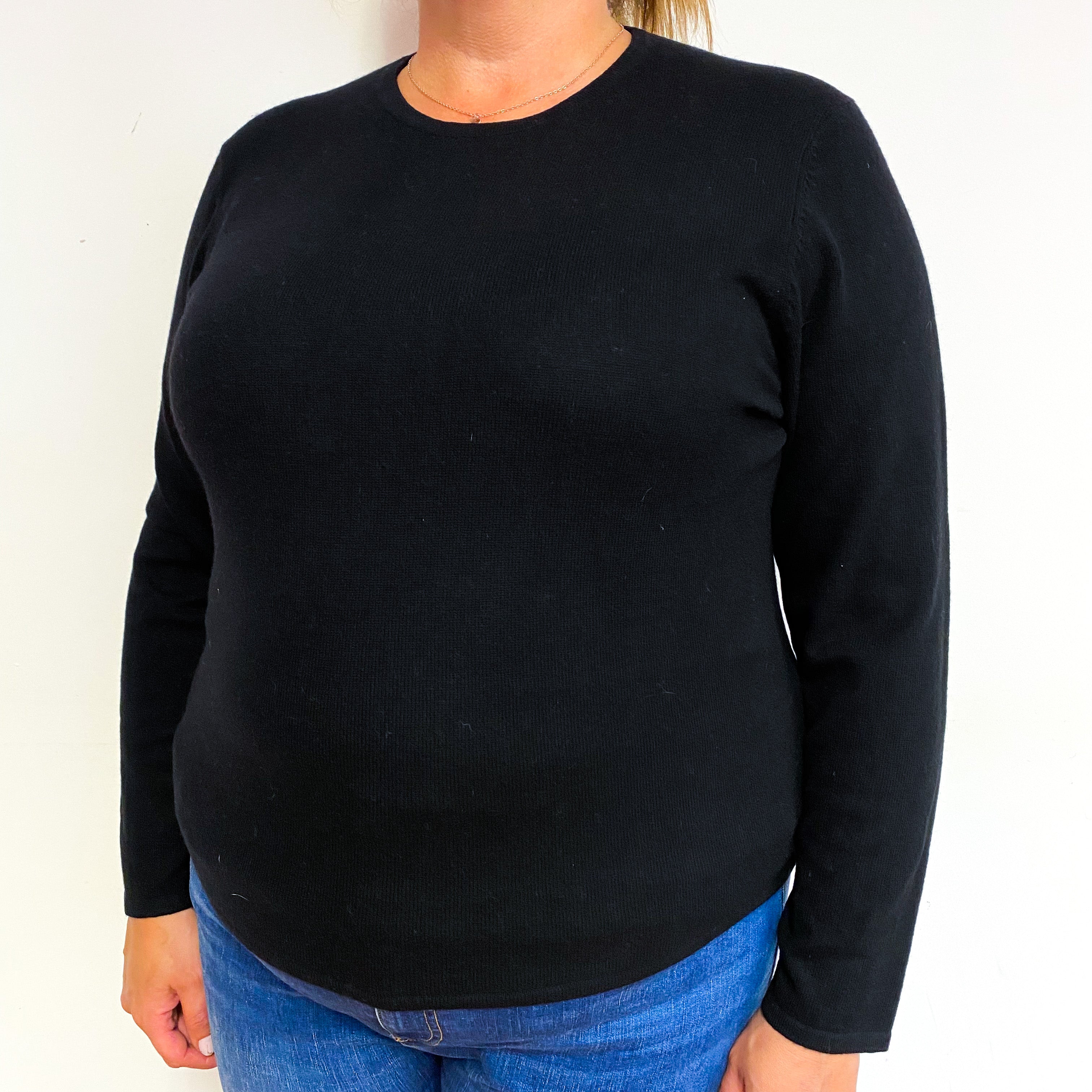 Black Cashmere Crew Neck Jumper Extra Large