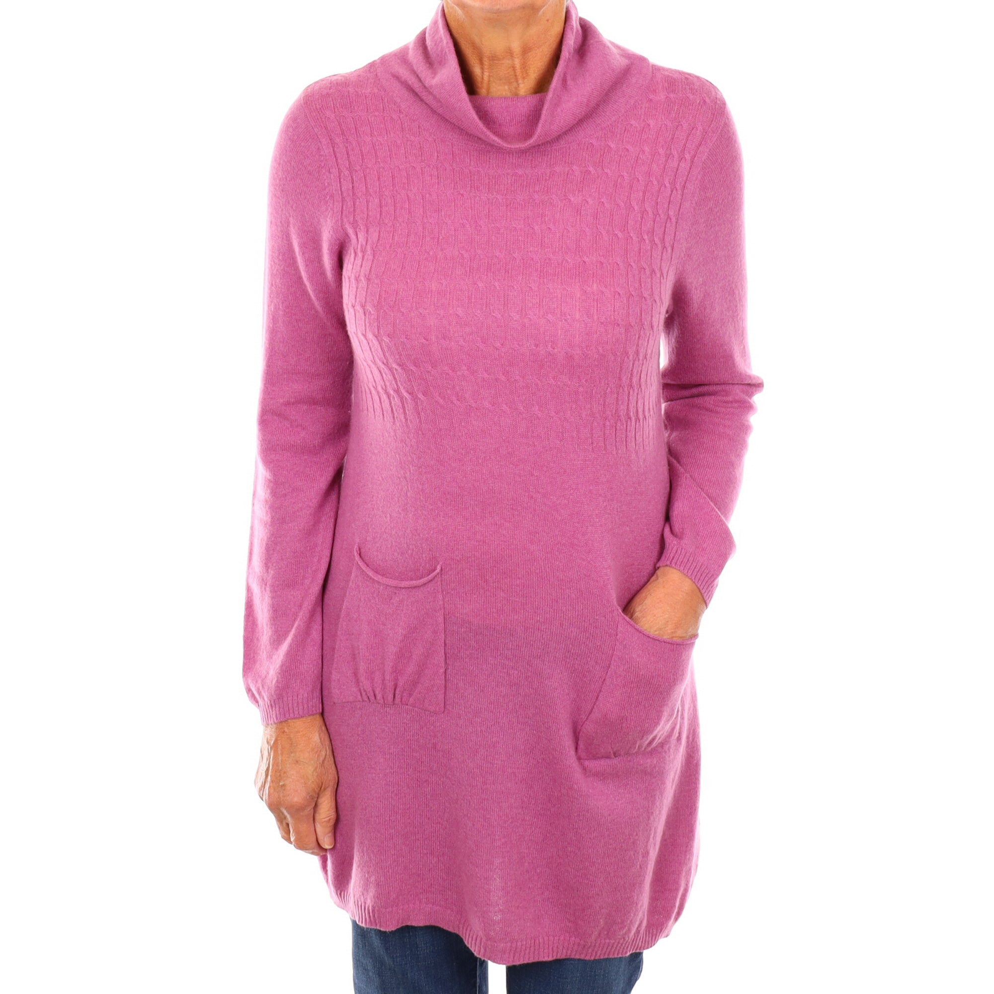 Loganberry Purple Cashmere Funnel Neck Dress Medium
