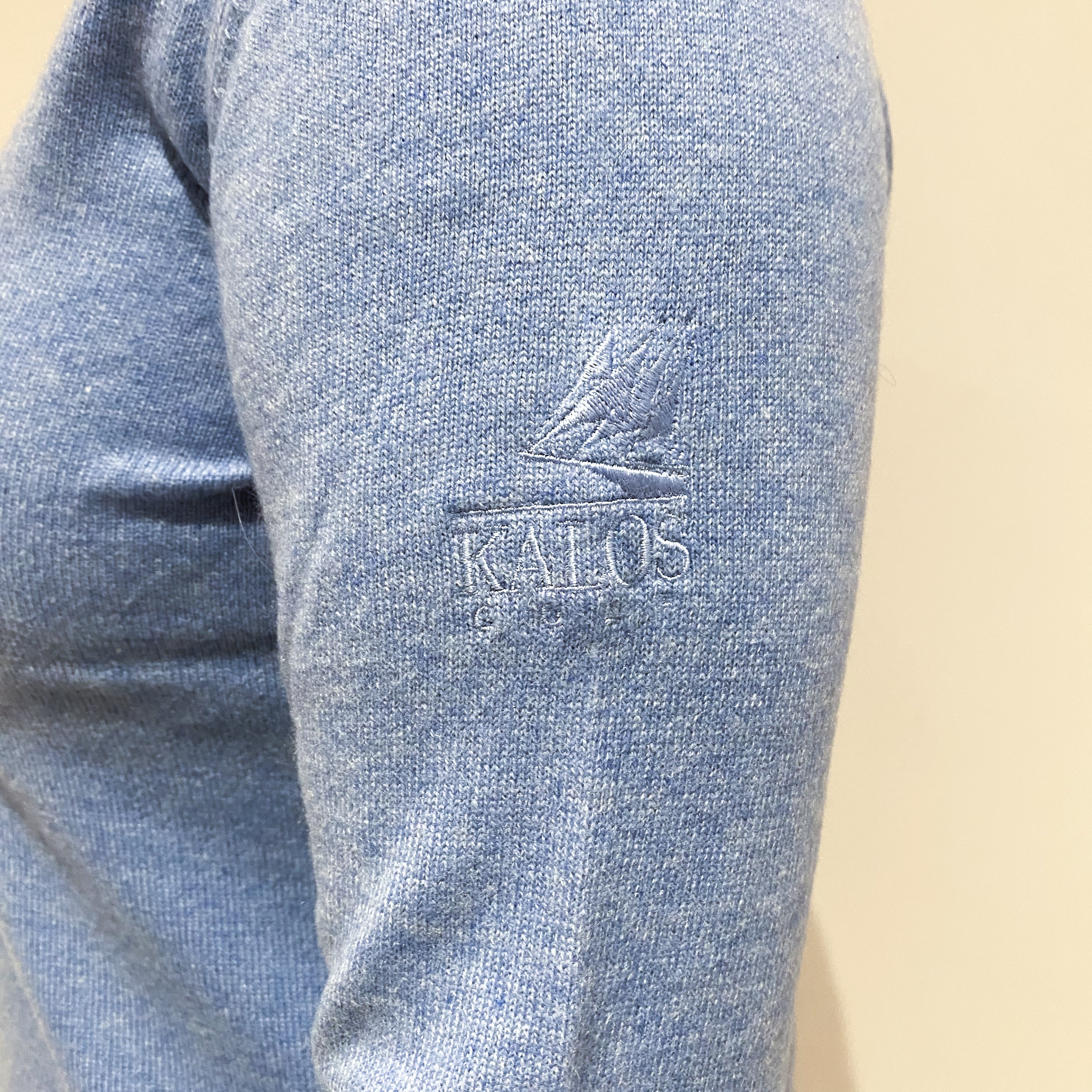 Pale Denim Blue Cashmere V Neck Jumper Large