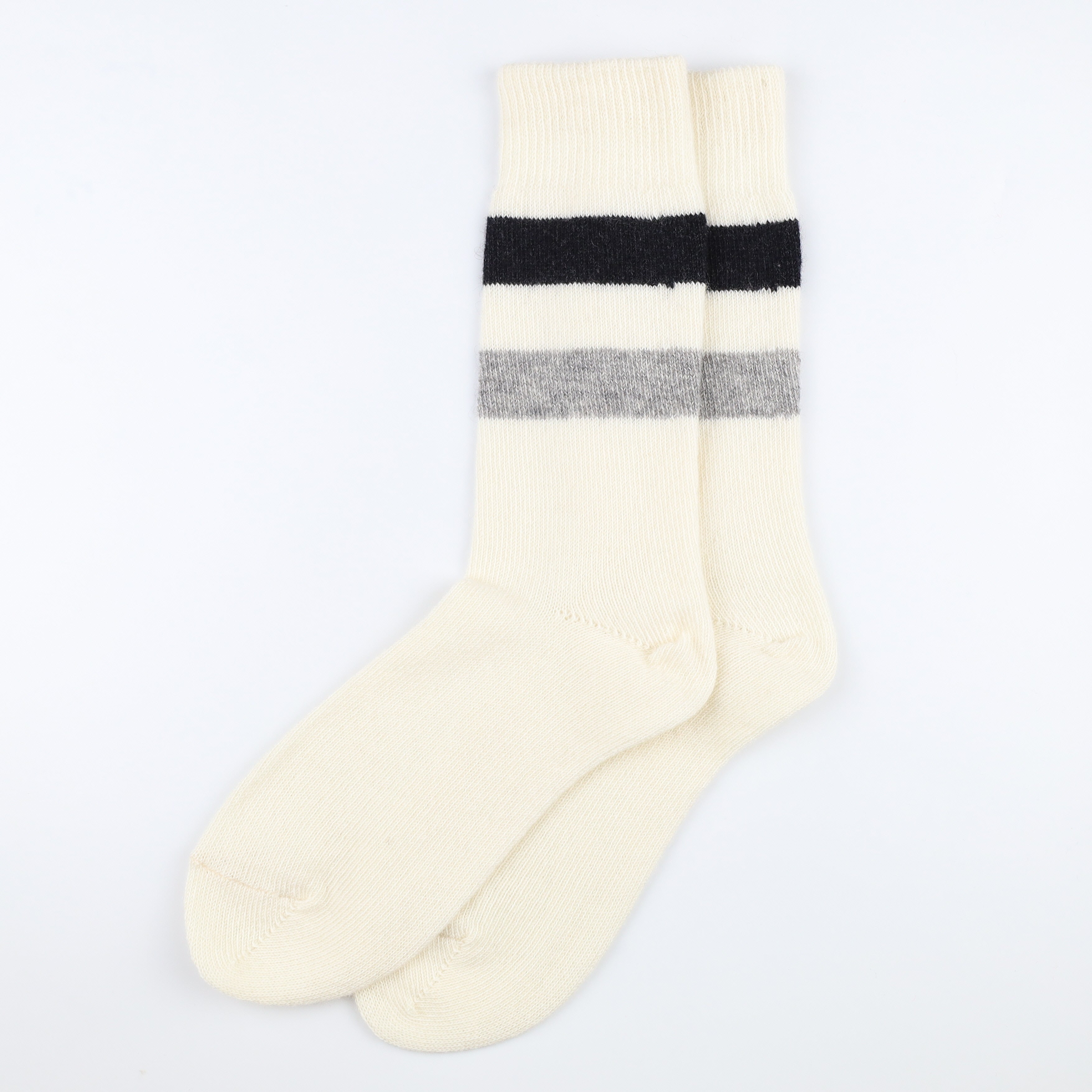 Brand New Scottish Cream & Black Stripe Ladies Cashmere Every Day Socks