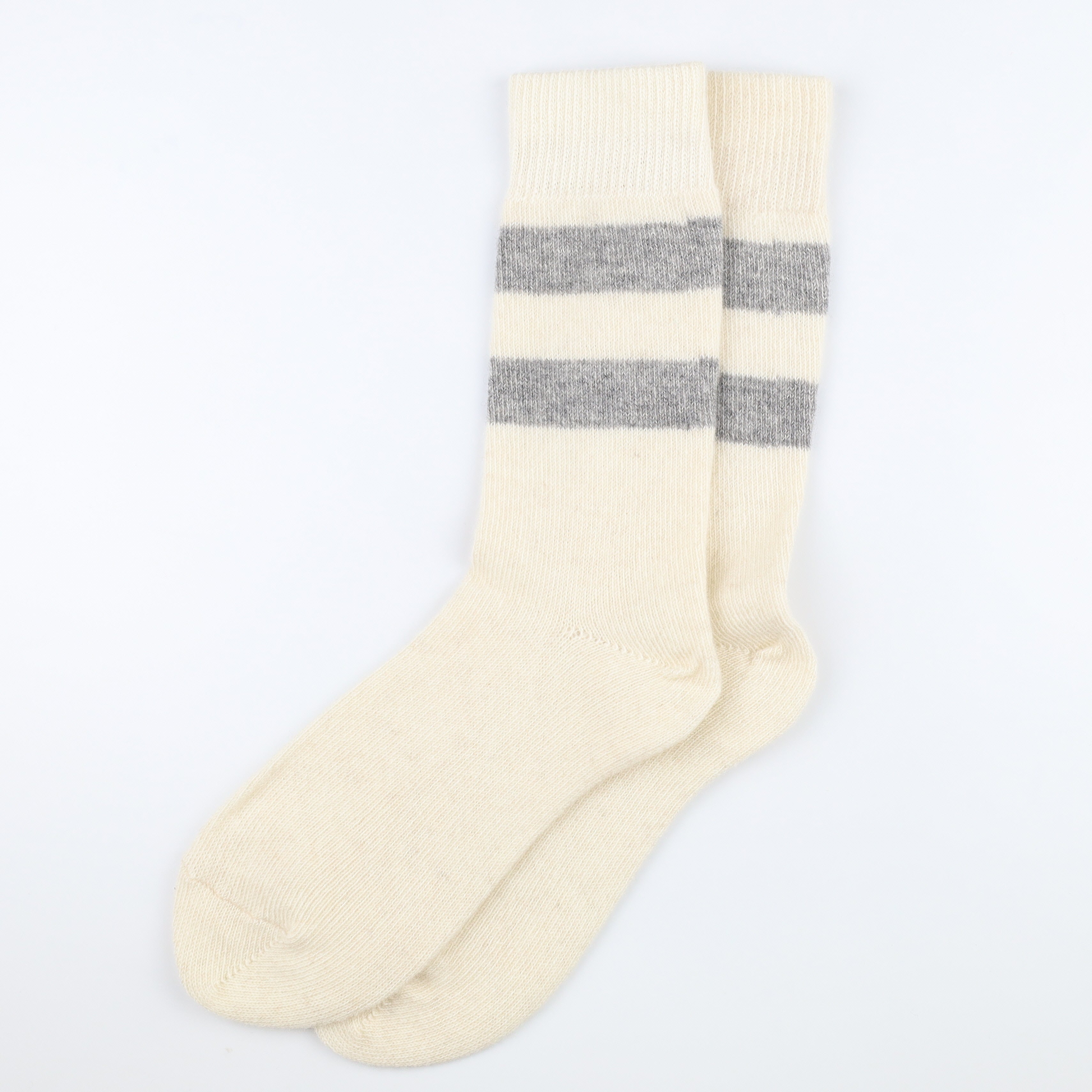 Brand New Scottish Cream & Grey Stripe Ladies Cashmere Every Day Socks