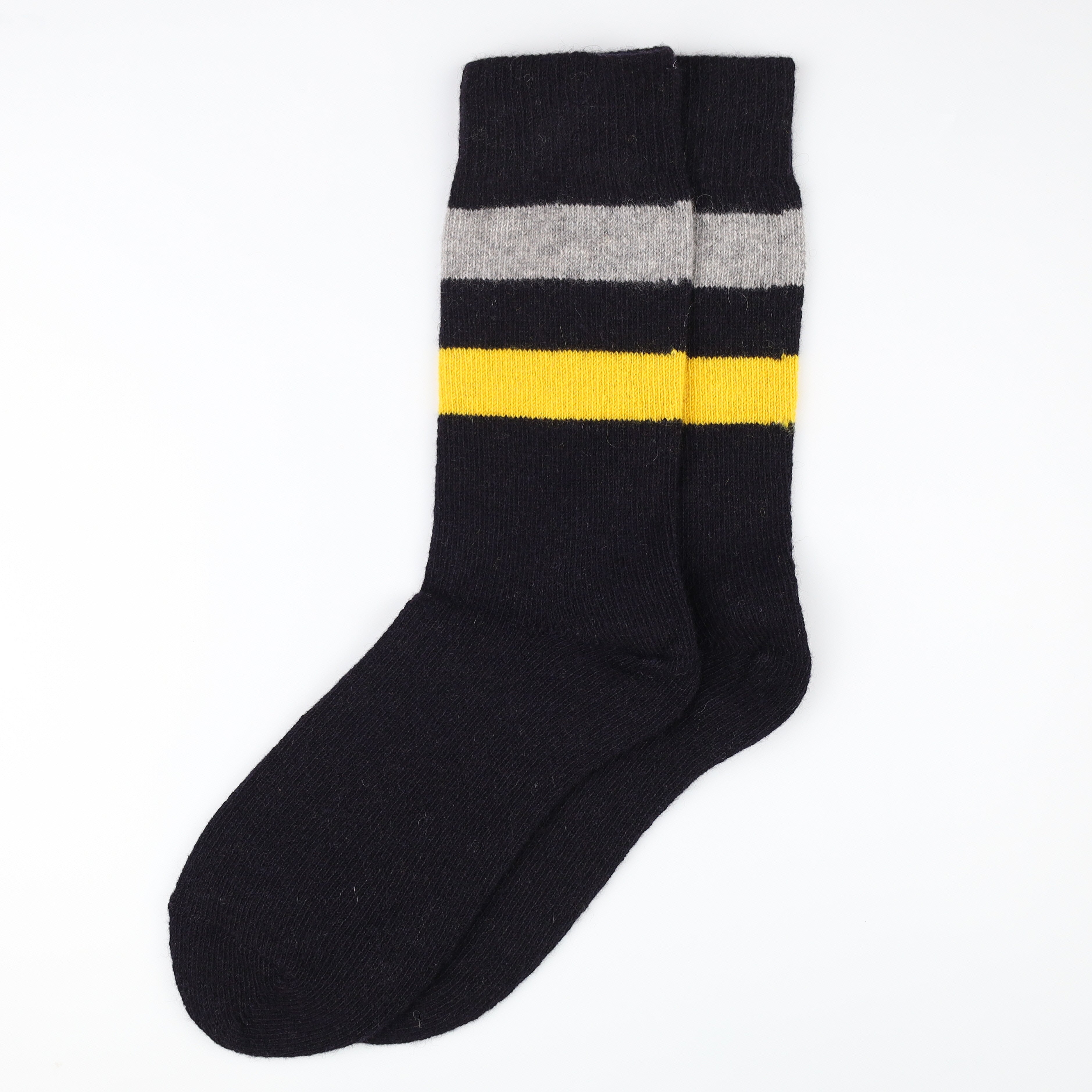 Brand New Scottish Black & Yellow Stripe Ladies Cashmere Every Day Socks