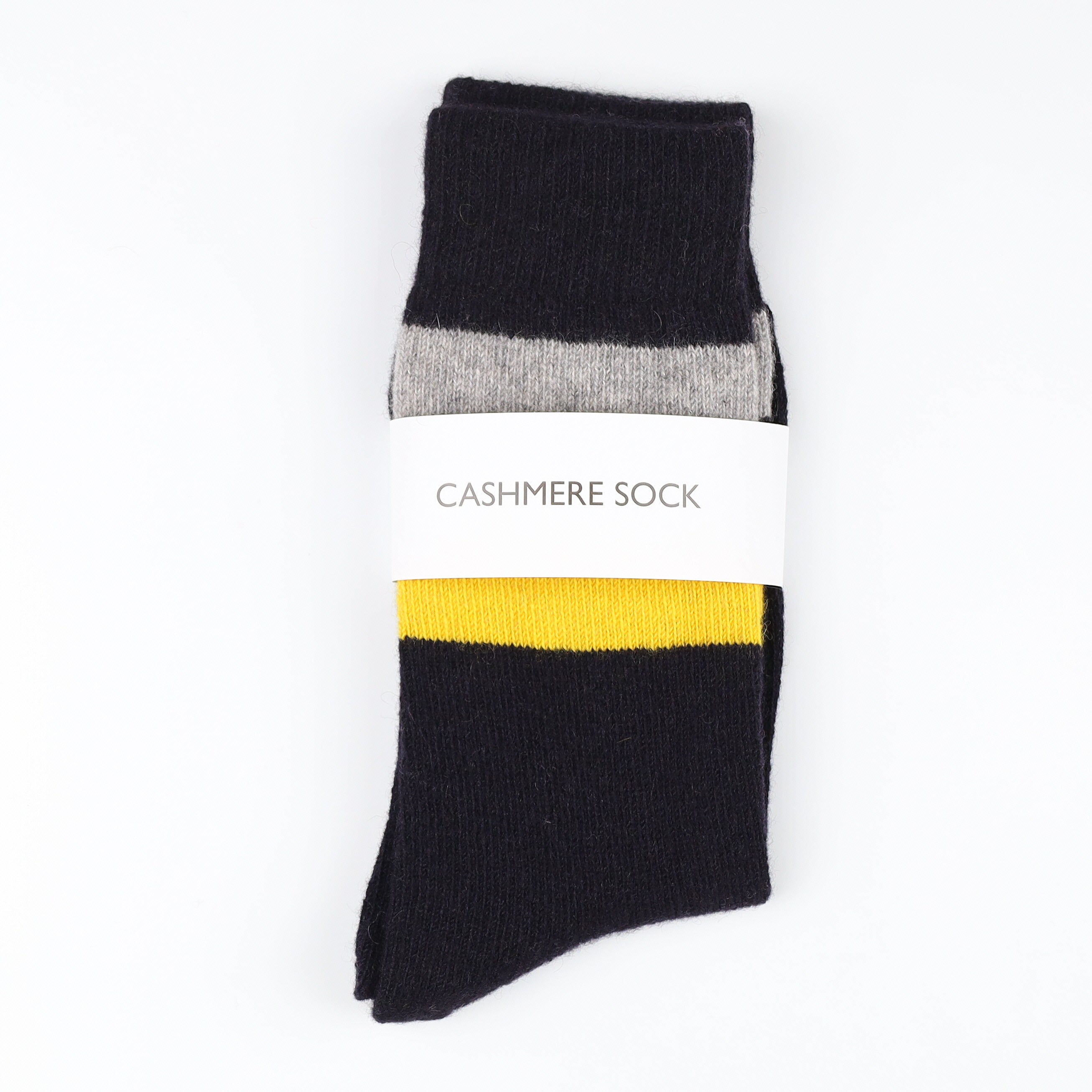 Brand New Scottish Black & Yellow Stripe Ladies Cashmere Every Day Socks